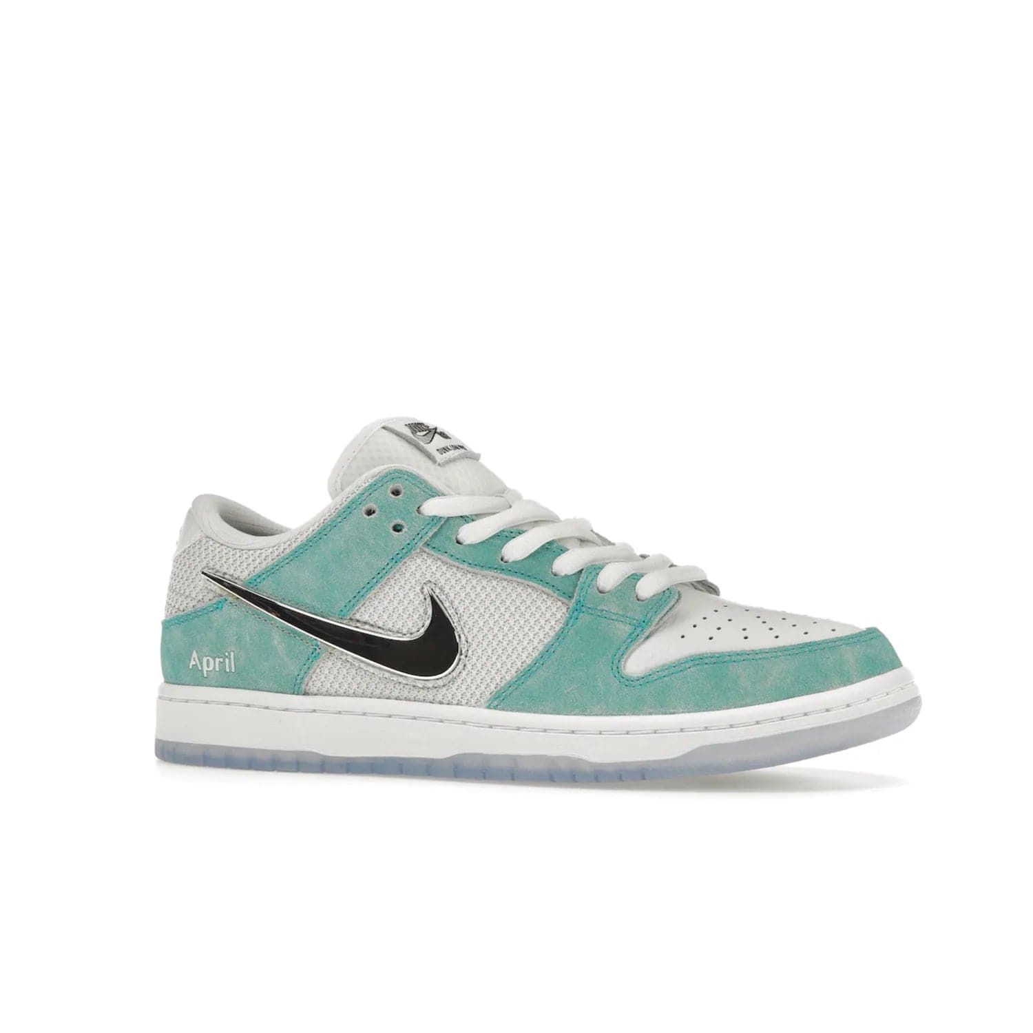Nike SB Dunk Low April Skateboards - Image 3 - Only at www.BallersClubKickz.com - Grab Nike SB Dunk Low April Skateboards for street-ready performance. Pop of color to stand out on the playgrounds. Durable design with iconic silhouette. Price: $120. Nov 27, 2023 release. Must-have for those who live to ride.