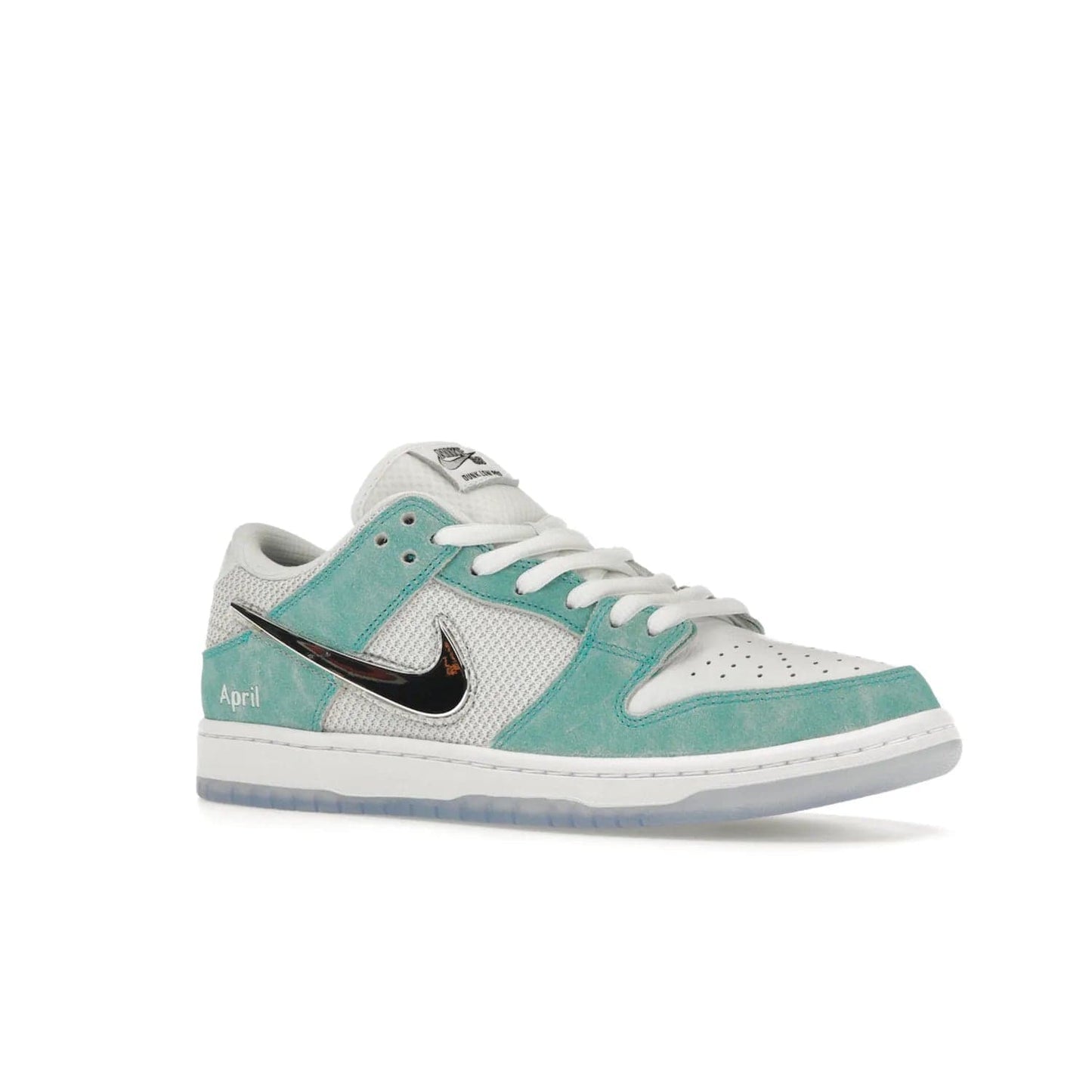 Nike SB Dunk Low April Skateboards - Image 4 - Only at www.BallersClubKickz.com - Grab Nike SB Dunk Low April Skateboards for street-ready performance. Pop of color to stand out on the playgrounds. Durable design with iconic silhouette. Price: $120. Nov 27, 2023 release. Must-have for those who live to ride.