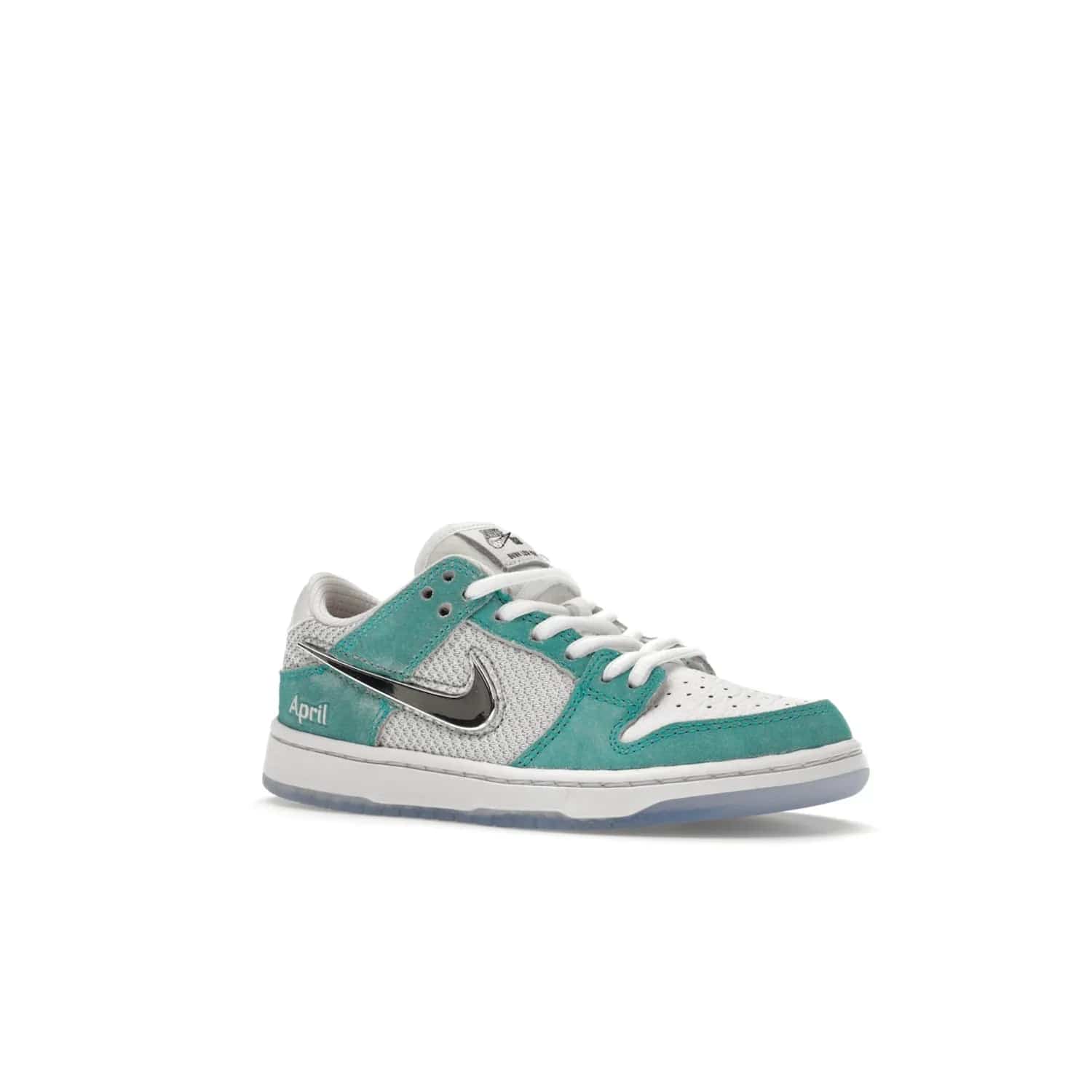 Nike SB Dunk Low April Skateboards (PS) - Image 4 - Only at www.BallersClubKickz.com - Introducing the Nike SB Dunk Low April Skateboards (PS)! Turbo Green upper and midsole with Metallic Silver accents for a stylish look. Don't miss your chance to grab a pair on its release date of November 27th, 2023.