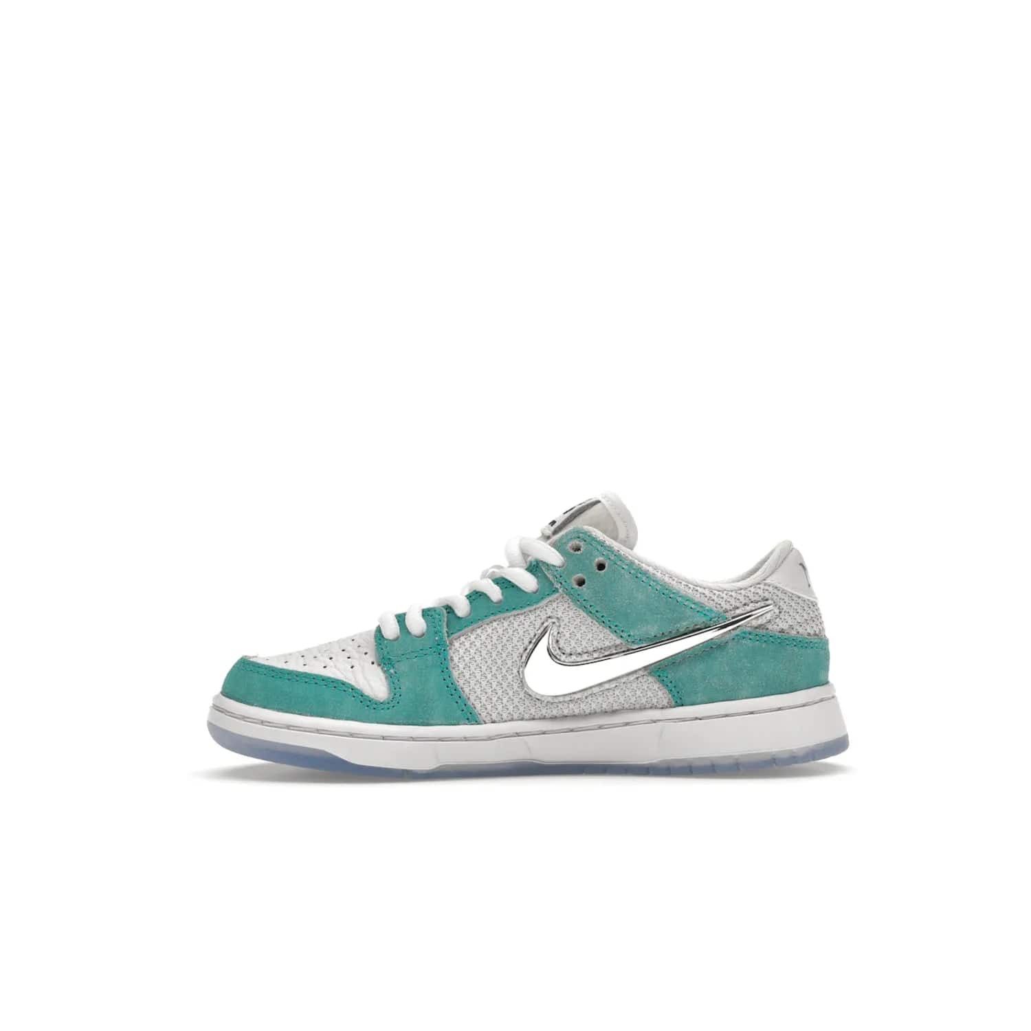 Nike SB Dunk Low April Skateboards (PS) - Image 19 - Only at www.BallersClubKickz.com - Introducing the Nike SB Dunk Low April Skateboards (PS)! Turbo Green upper and midsole with Metallic Silver accents for a stylish look. Don't miss your chance to grab a pair on its release date of November 27th, 2023.