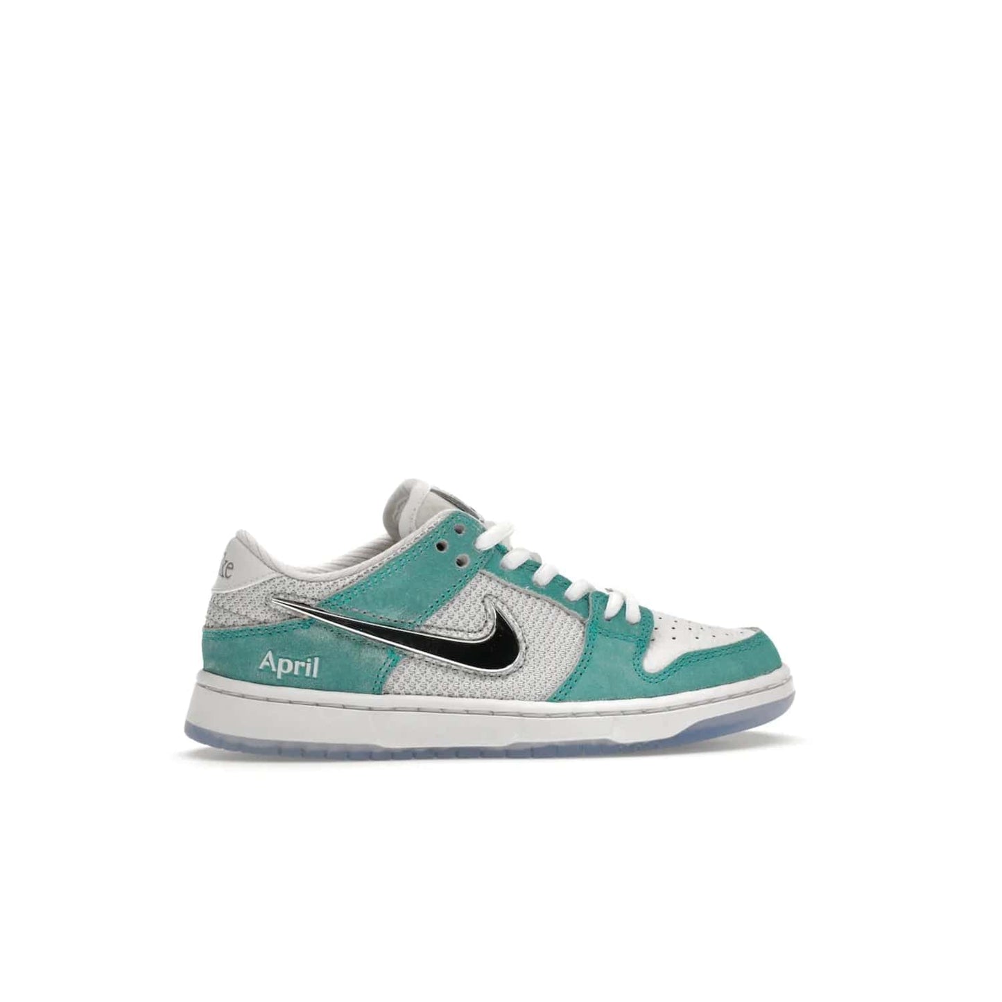 Nike SB Dunk Low April Skateboards (PS) - Image 36 - Only at www.BallersClubKickz.com - Introducing the Nike SB Dunk Low April Skateboards (PS)! Turbo Green upper and midsole with Metallic Silver accents for a stylish look. Don't miss your chance to grab a pair on its release date of November 27th, 2023.