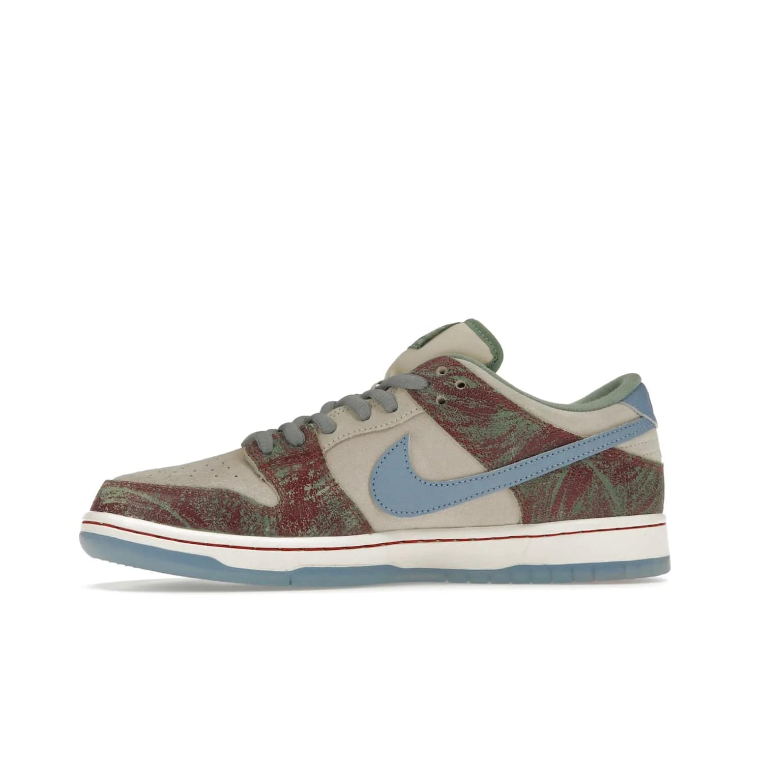 Nike SB Dunk Low Crenshaw Skate Club - Image 18 - Only at www.BallersClubKickz.com - Introducing the Nike SB Dunk Low Crenshaw Skate Club! Classic skate shoes with Sail and Light Blue upper, Cedar accents, padded collars and superior grip for comfortable, stable performance and style. Ideal for any skate session.