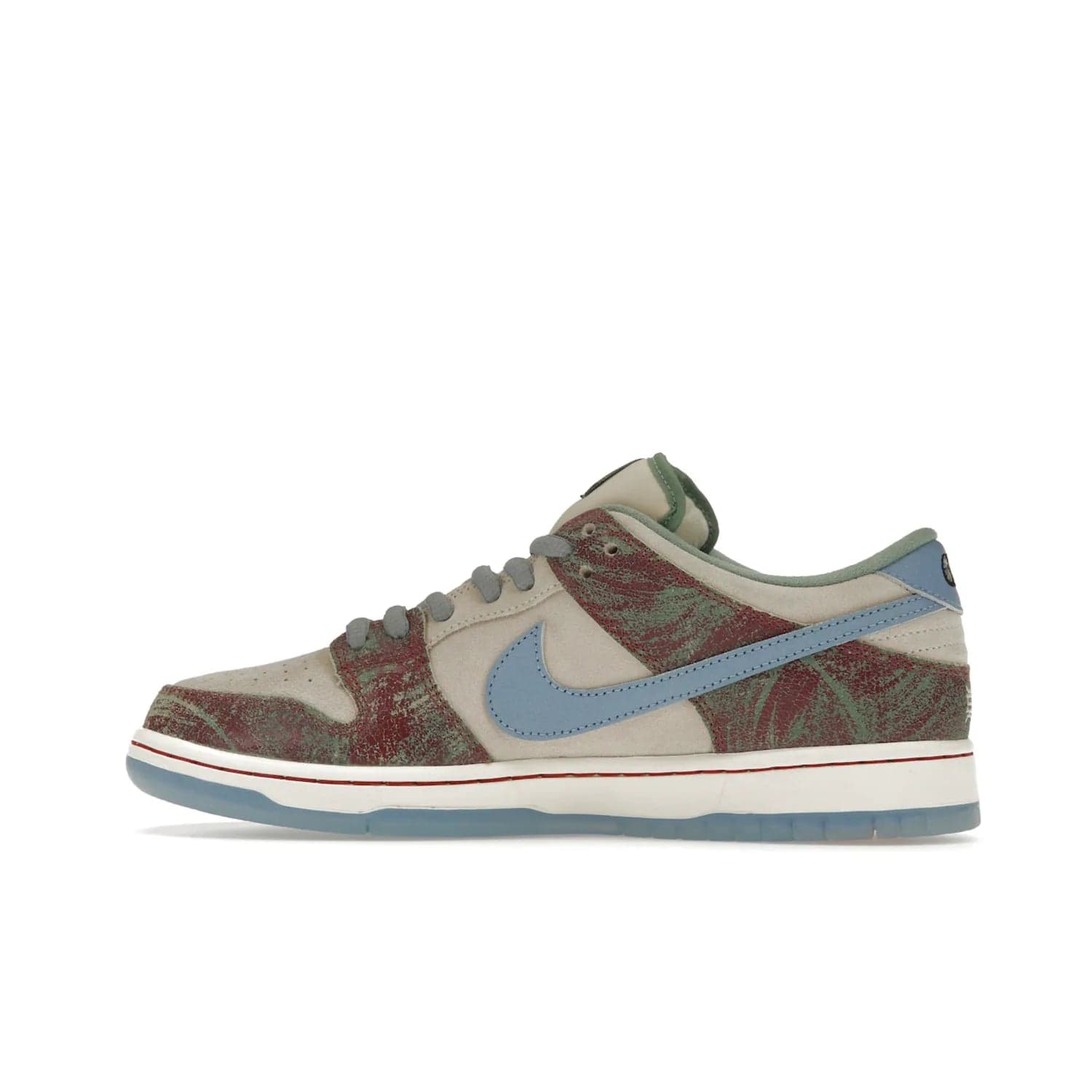Nike SB Dunk Low Crenshaw Skate Club - Image 20 - Only at www.BallersClubKickz.com - Introducing the Nike SB Dunk Low Crenshaw Skate Club! Classic skate shoes with Sail and Light Blue upper, Cedar accents, padded collars and superior grip for comfortable, stable performance and style. Ideal for any skate session.