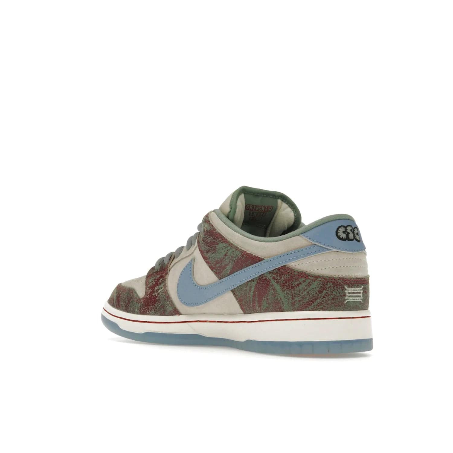 Nike SB Dunk Low Crenshaw Skate Club - Image 24 - Only at www.BallersClubKickz.com - Introducing the Nike SB Dunk Low Crenshaw Skate Club! Classic skate shoes with Sail and Light Blue upper, Cedar accents, padded collars and superior grip for comfortable, stable performance and style. Ideal for any skate session.