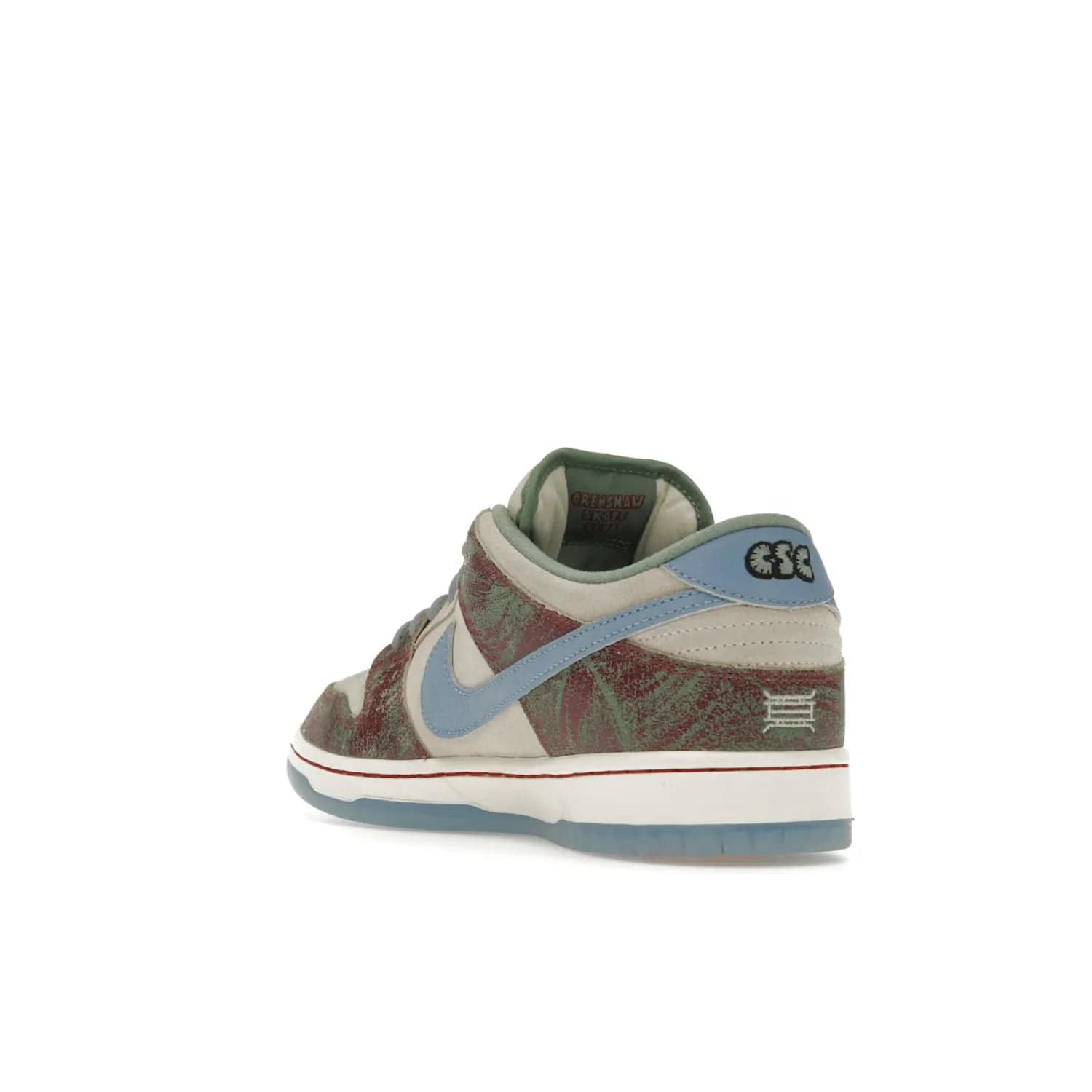 Nike SB Dunk Low Crenshaw Skate Club - Image 25 - Only at www.BallersClubKickz.com - Introducing the Nike SB Dunk Low Crenshaw Skate Club! Classic skate shoes with Sail and Light Blue upper, Cedar accents, padded collars and superior grip for comfortable, stable performance and style. Ideal for any skate session.