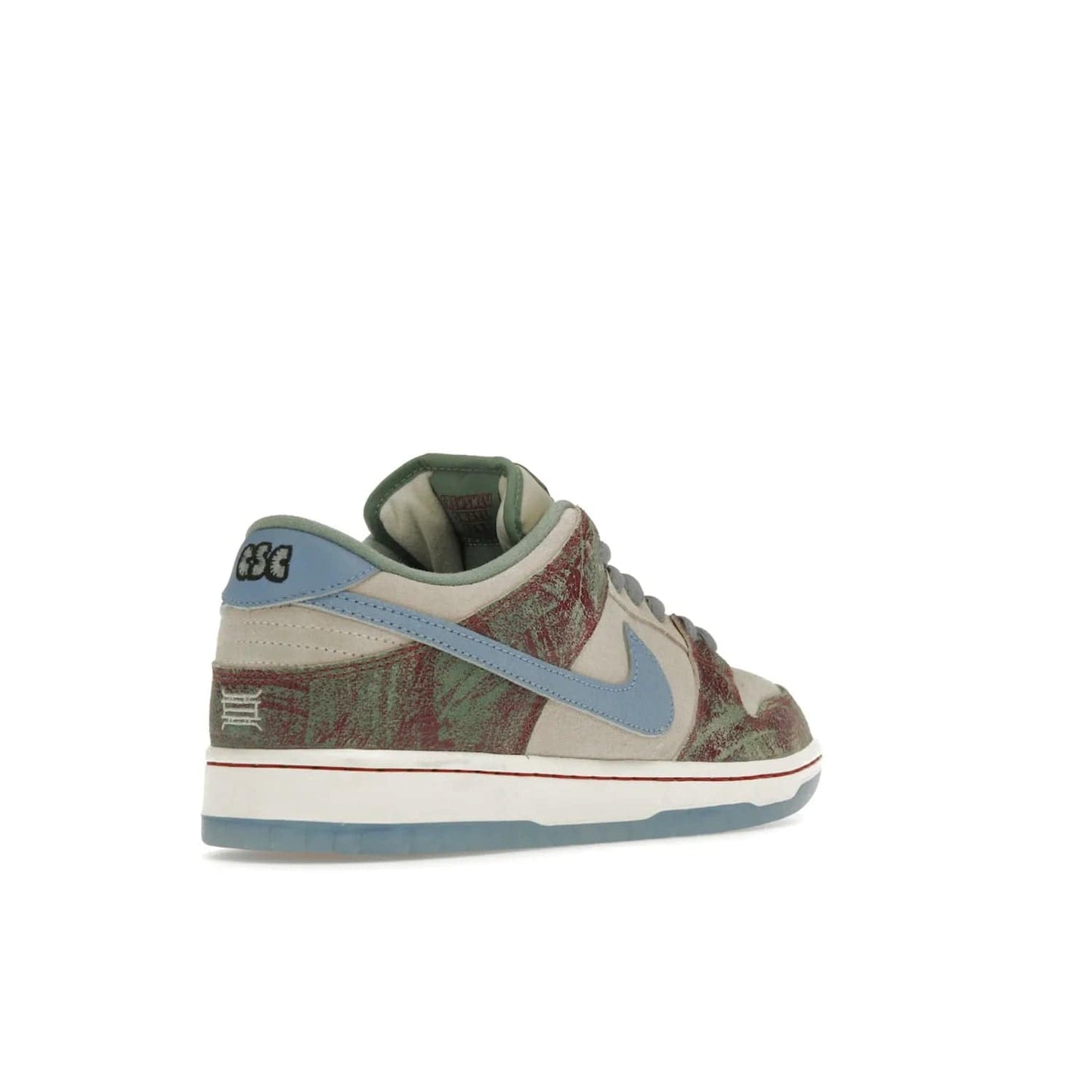 Nike SB Dunk Low Crenshaw Skate Club - Image 32 - Only at www.BallersClubKickz.com - Introducing the Nike SB Dunk Low Crenshaw Skate Club! Classic skate shoes with Sail and Light Blue upper, Cedar accents, padded collars and superior grip for comfortable, stable performance and style. Ideal for any skate session.