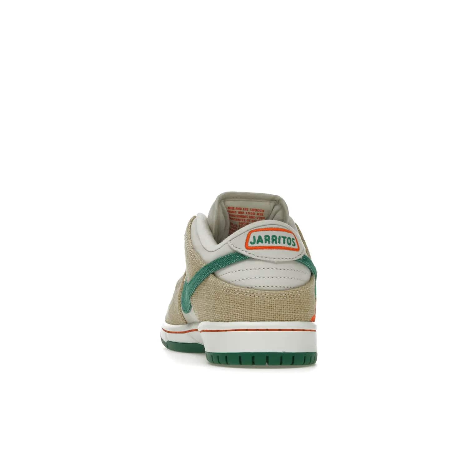 Nike SB Dunk Low Jarritos - Image 27 - Only at www.BallersClubKickz.com - Shop limited edition Nike SB Dunk Low Jarritos! Crafted with white leather and tear-away canvas materials with green accents. Includes orange, green, and white laces to customize your look. Available now.