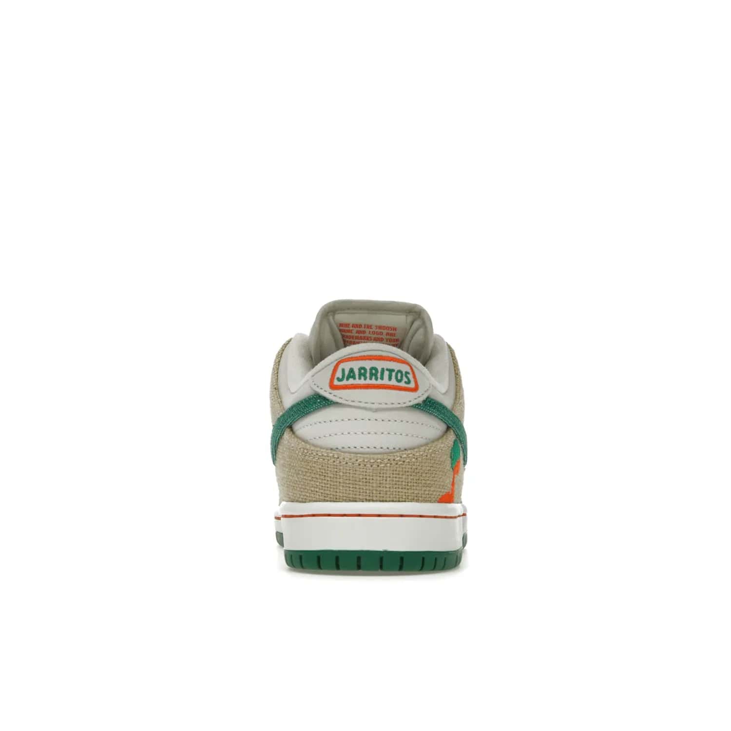 Nike SB Dunk Low Jarritos - Image 28 - Only at www.BallersClubKickz.com - Shop limited edition Nike SB Dunk Low Jarritos! Crafted with white leather and tear-away canvas materials with green accents. Includes orange, green, and white laces to customize your look. Available now.