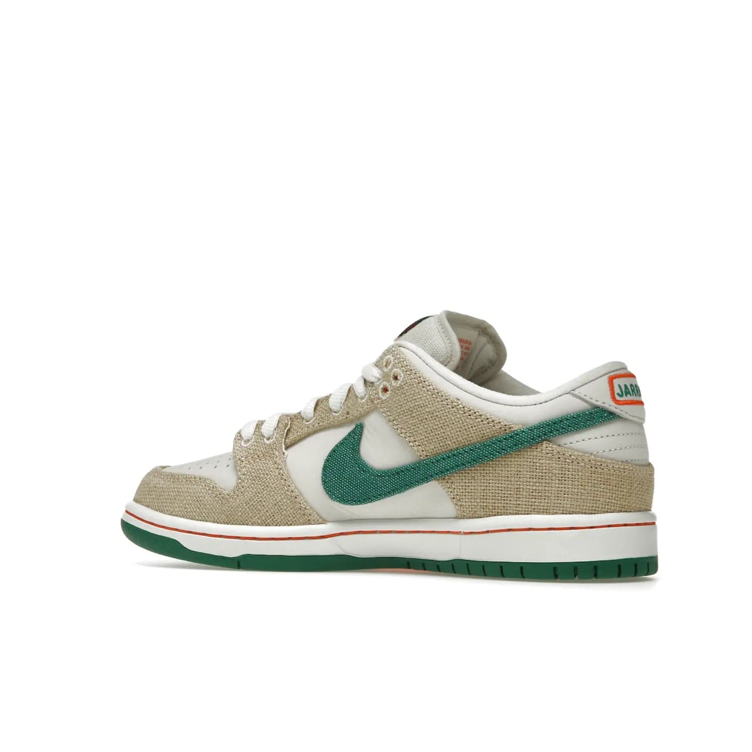 Nike SB Dunk Low Jarritos - Image 22 - Only at www.BallersClubKickz.com - Shop limited edition Nike SB Dunk Low Jarritos! Crafted with white leather and tear-away canvas materials with green accents. Includes orange, green, and white laces to customize your look. Available now.