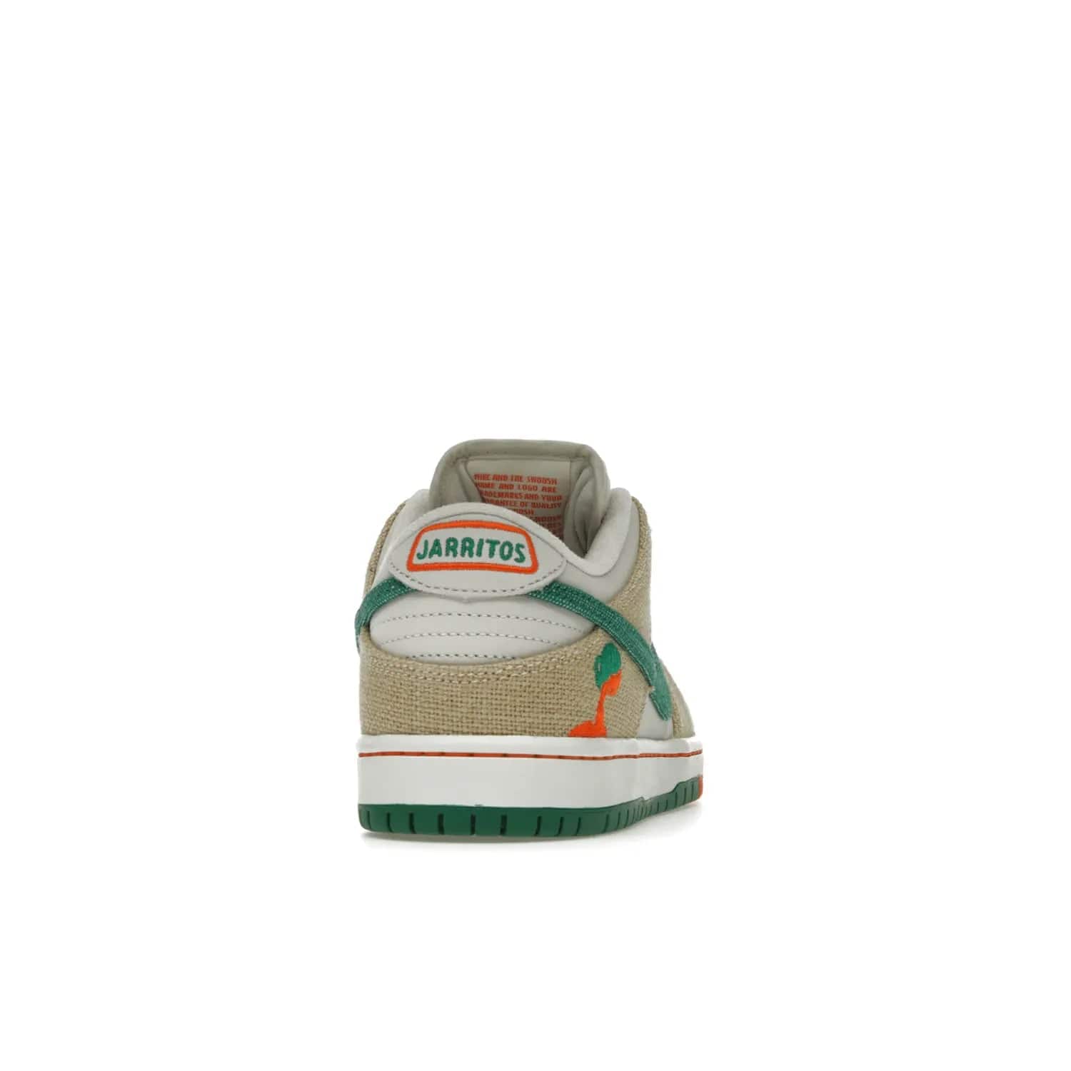 Nike SB Dunk Low Jarritos - Image 29 - Only at www.BallersClubKickz.com - Shop limited edition Nike SB Dunk Low Jarritos! Crafted with white leather and tear-away canvas materials with green accents. Includes orange, green, and white laces to customize your look. Available now.