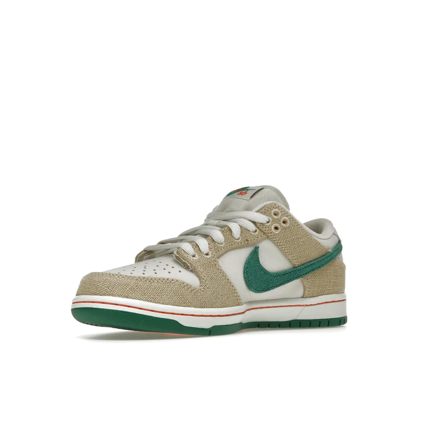 Nike SB Dunk Low Jarritos - Image 15 - Only at www.BallersClubKickz.com - Shop limited edition Nike SB Dunk Low Jarritos! Crafted with white leather and tear-away canvas materials with green accents. Includes orange, green, and white laces to customize your look. Available now.