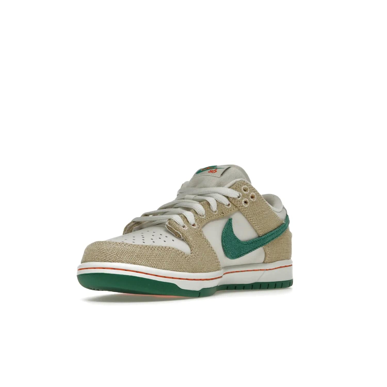 Nike SB Dunk Low Jarritos - Image 14 - Only at www.BallersClubKickz.com - Shop limited edition Nike SB Dunk Low Jarritos! Crafted with white leather and tear-away canvas materials with green accents. Includes orange, green, and white laces to customize your look. Available now.