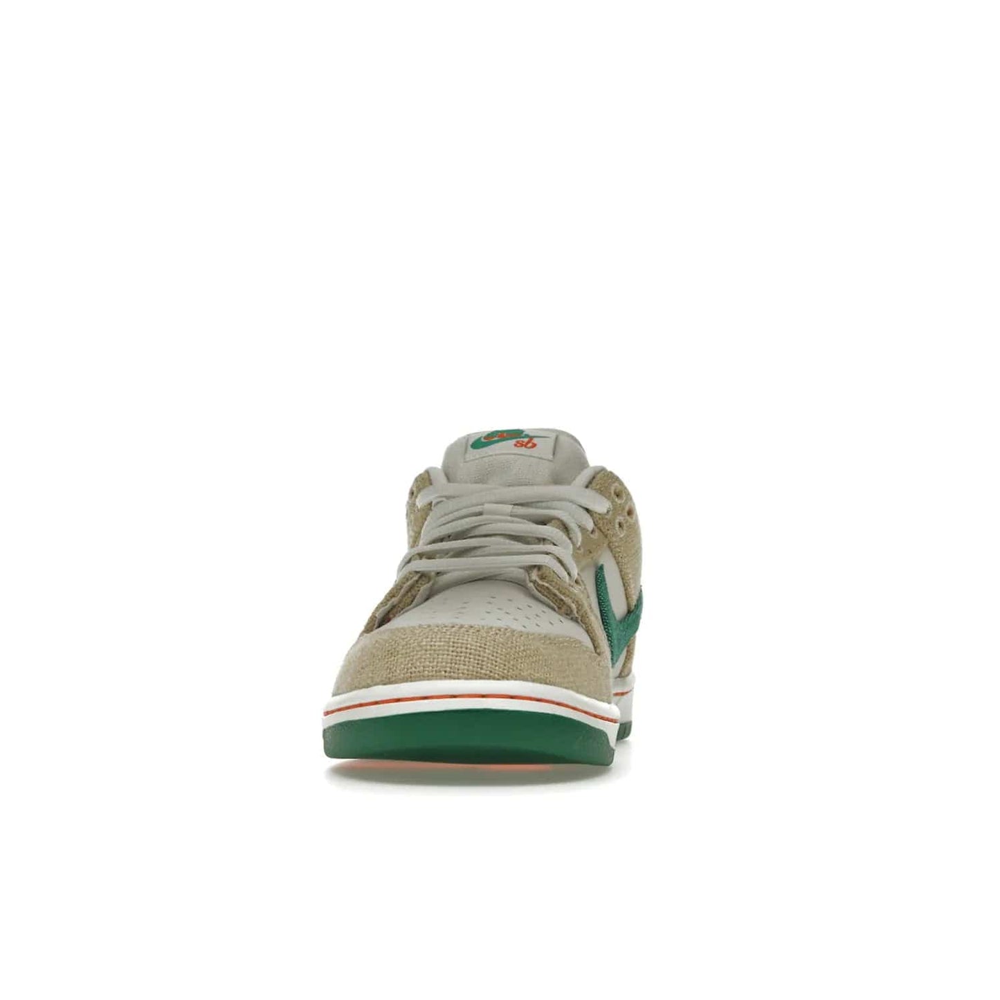 Nike SB Dunk Low Jarritos - Image 11 - Only at www.BallersClubKickz.com - Shop limited edition Nike SB Dunk Low Jarritos! Crafted with white leather and tear-away canvas materials with green accents. Includes orange, green, and white laces to customize your look. Available now.