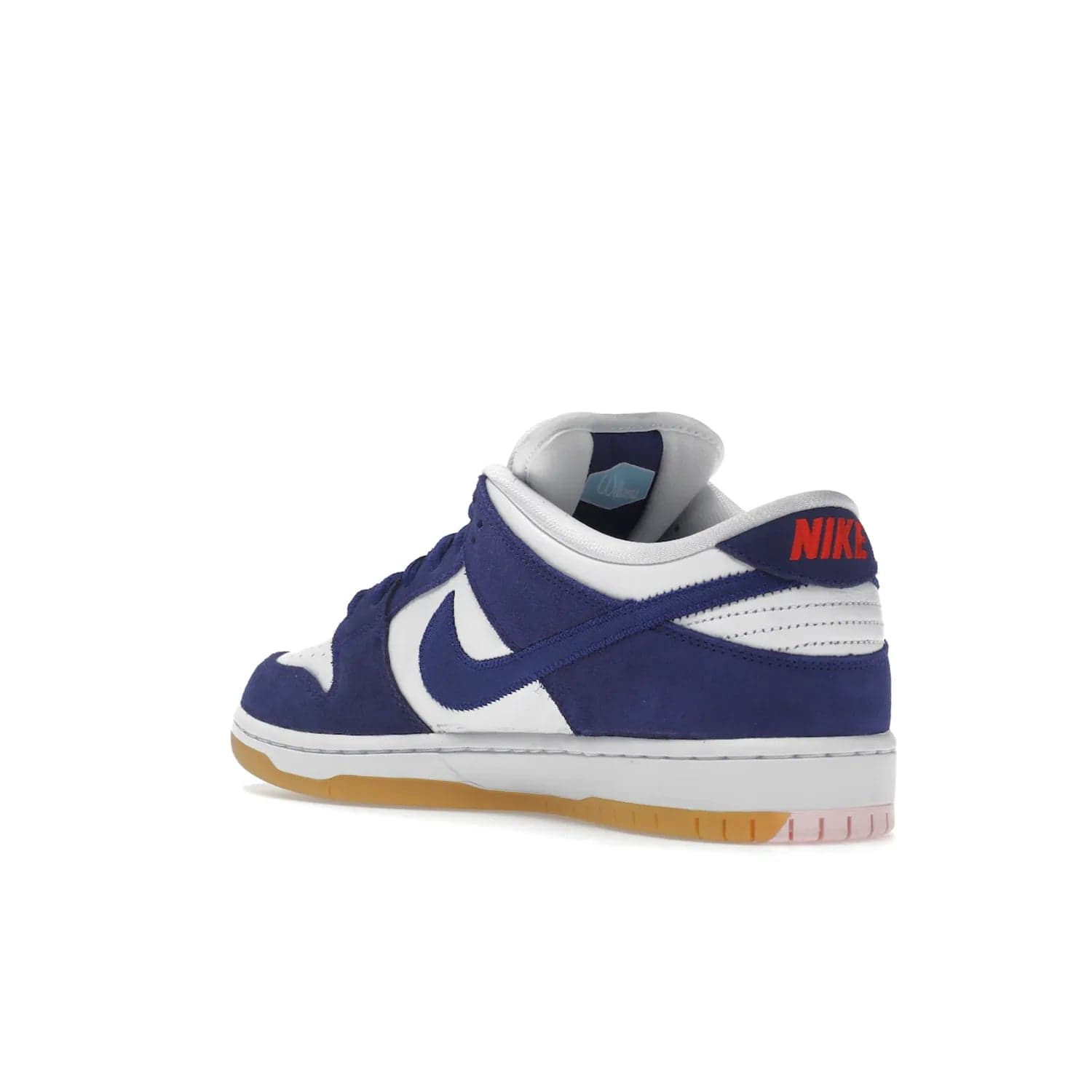 Nike SB Dunk Low Los Angeles Dodgers - Image 24 - Only at www.BallersClubKickz.com - Make a statement with the limited edition Nike SB Dunk Low Los Angeles Dodgers. Featuring a striking blue and white color combination, convenient lace-up closure, light-brown sole, and pink graphic, this stylish and comfortable low-top sneaker is perfect for sport fans and sneaker enthusiasts alike. Available in June 2022.