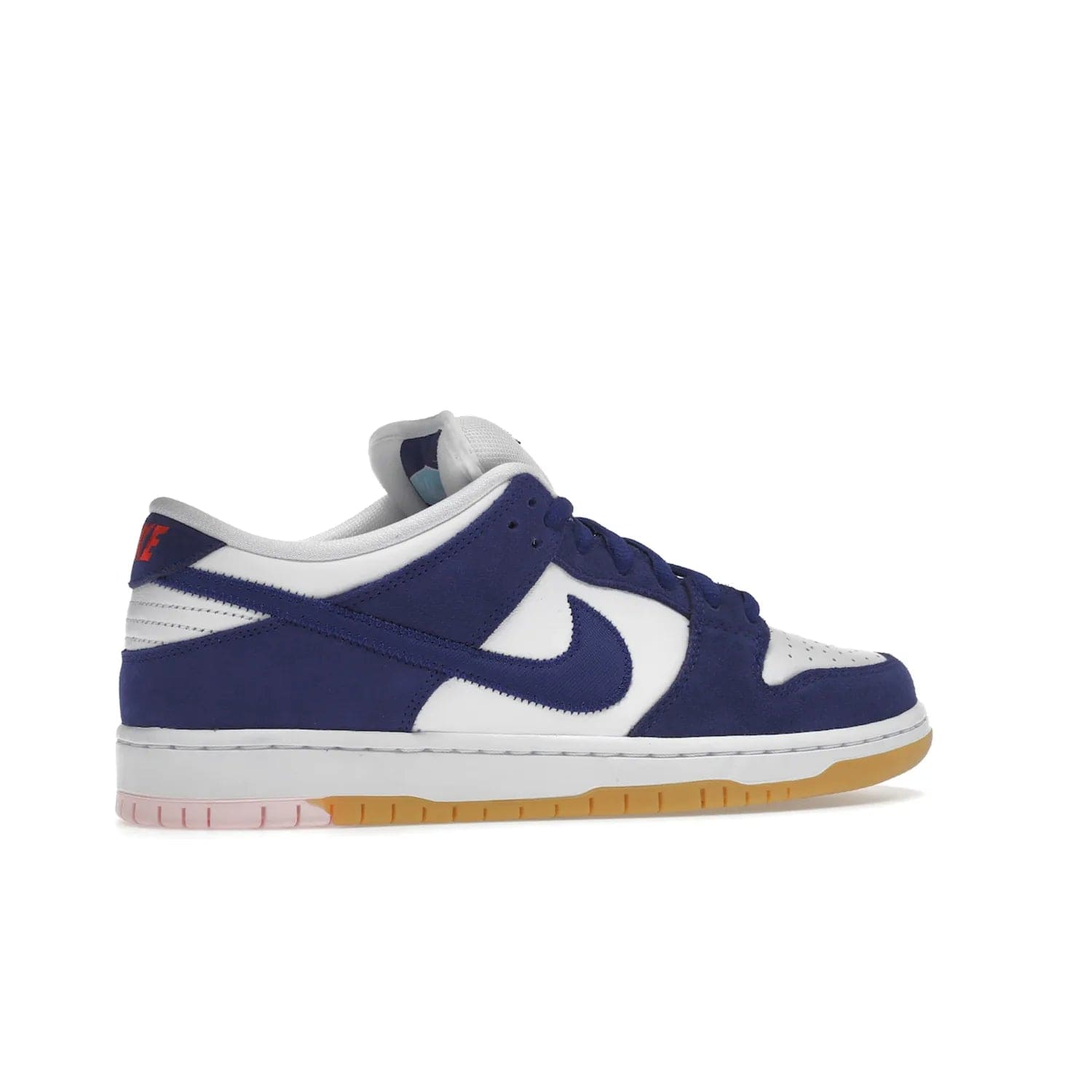 Nike SB Dunk Low Los Angeles Dodgers - Image 35 - Only at www.BallersClubKickz.com - Make a statement with the limited edition Nike SB Dunk Low Los Angeles Dodgers. Featuring a striking blue and white color combination, convenient lace-up closure, light-brown sole, and pink graphic, this stylish and comfortable low-top sneaker is perfect for sport fans and sneaker enthusiasts alike. Available in June 2022.