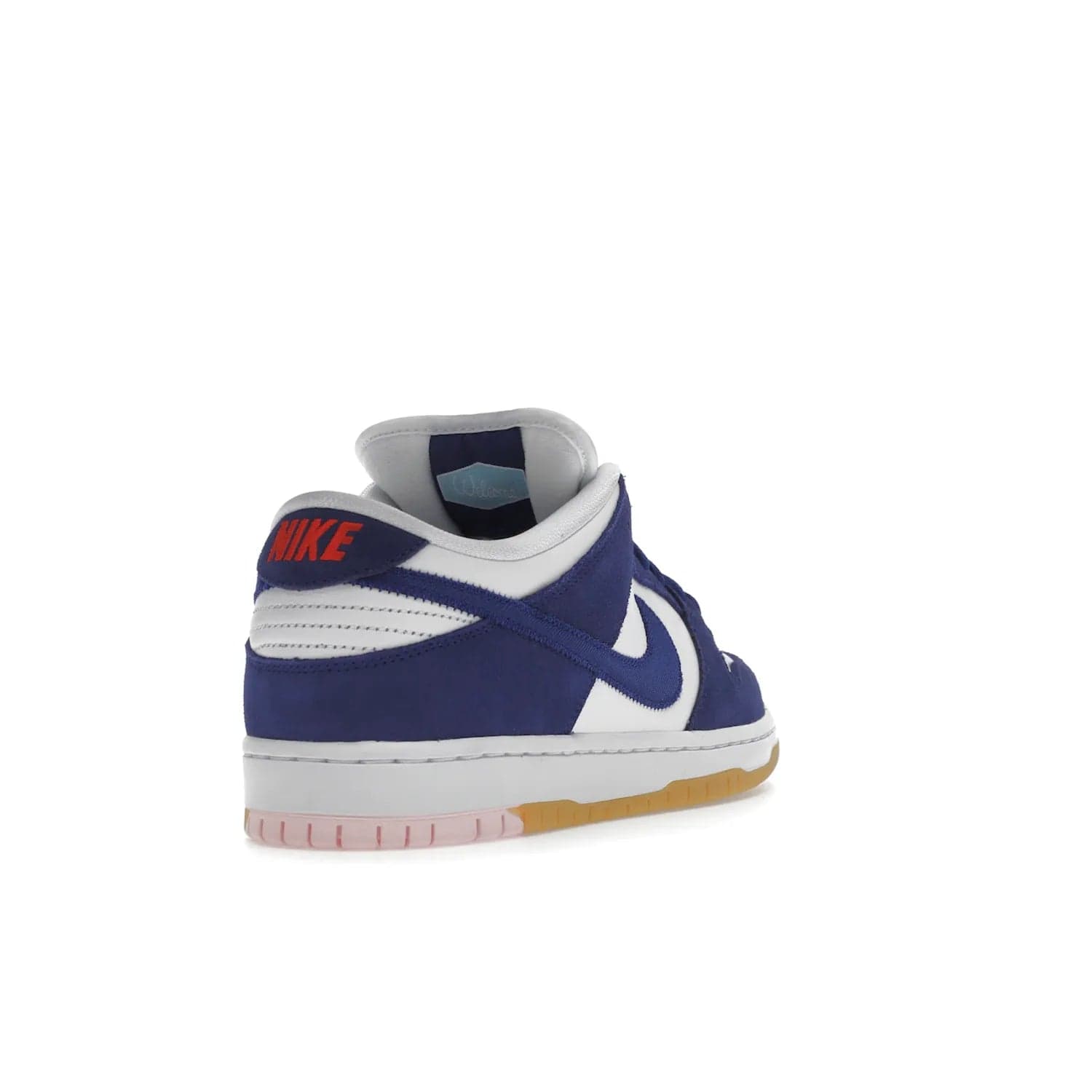 Nike SB Dunk Low Los Angeles Dodgers - Image 31 - Only at www.BallersClubKickz.com - Make a statement with the limited edition Nike SB Dunk Low Los Angeles Dodgers. Featuring a striking blue and white color combination, convenient lace-up closure, light-brown sole, and pink graphic, this stylish and comfortable low-top sneaker is perfect for sport fans and sneaker enthusiasts alike. Available in June 2022.