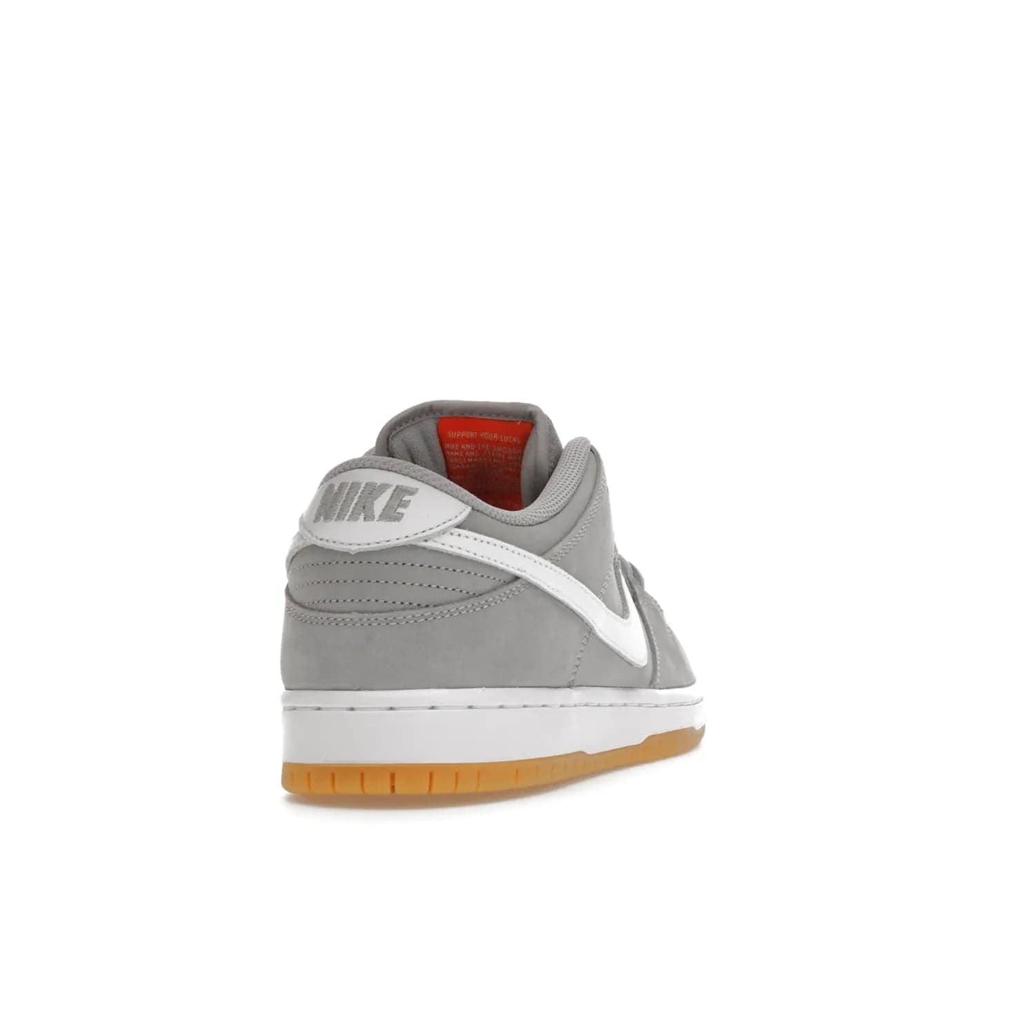 Nike SB Dunk Low Pro ISO Orange Label Wolf Grey Gum - Image 30 - Only at www.BallersClubKickz.com - Introducing Nike's SB Dunk Low Pro ISO Orange Label Wolf Grey Gum - a stylish shoe with a premium Wolf Grey upper, white leather Nike Swoosh, and an eye-catching gum outsole. With special Nike branding and packaging, this shoe adds a unique fashion statement. Out Feb. 24, 2023.