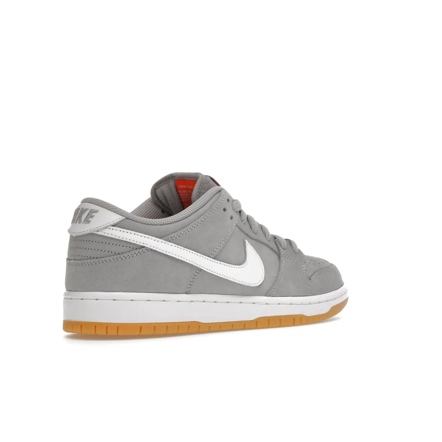 Nike SB Dunk Low Pro ISO Orange Label Wolf Grey Gum - Image 33 - Only at www.BallersClubKickz.com - Introducing Nike's SB Dunk Low Pro ISO Orange Label Wolf Grey Gum - a stylish shoe with a premium Wolf Grey upper, white leather Nike Swoosh, and an eye-catching gum outsole. With special Nike branding and packaging, this shoe adds a unique fashion statement. Out Feb. 24, 2023.