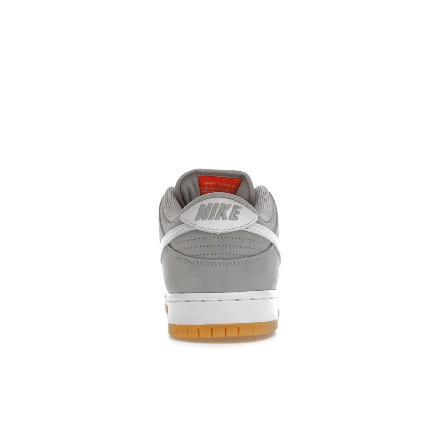 Nike SB Dunk Low Pro ISO Orange Label Wolf Grey Gum - Image 28 - Only at www.BallersClubKickz.com - Introducing Nike's SB Dunk Low Pro ISO Orange Label Wolf Grey Gum - a stylish shoe with a premium Wolf Grey upper, white leather Nike Swoosh, and an eye-catching gum outsole. With special Nike branding and packaging, this shoe adds a unique fashion statement. Out Feb. 24, 2023.