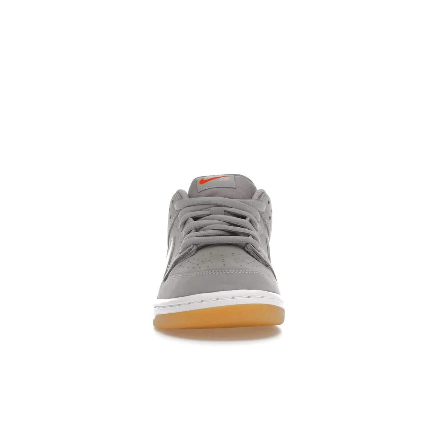 Nike SB Dunk Low Pro ISO Orange Label Wolf Grey Gum - Image 10 - Only at www.BallersClubKickz.com - Introducing Nike's SB Dunk Low Pro ISO Orange Label Wolf Grey Gum - a stylish shoe with a premium Wolf Grey upper, white leather Nike Swoosh, and an eye-catching gum outsole. With special Nike branding and packaging, this shoe adds a unique fashion statement. Out Feb. 24, 2023.