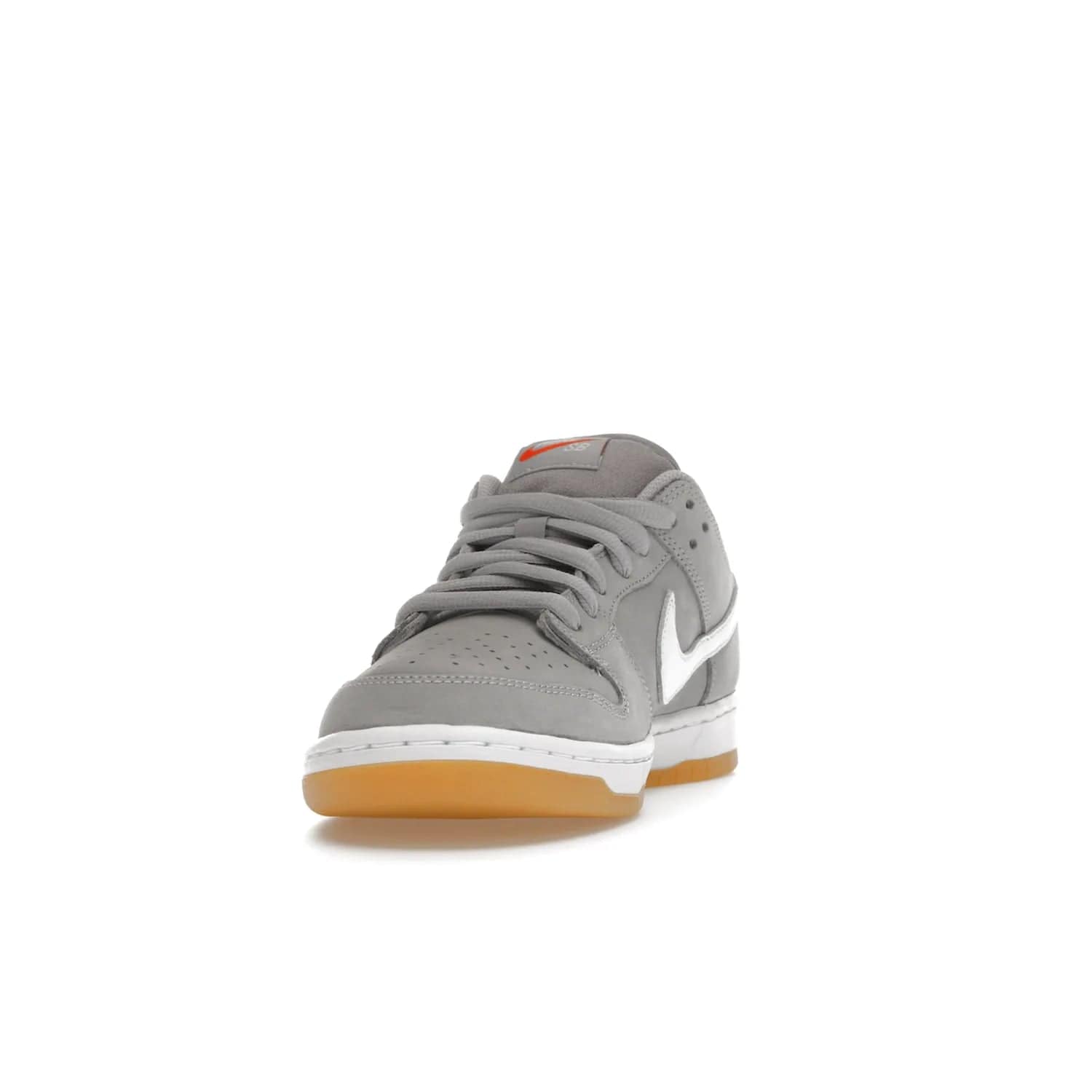 Nike SB Dunk Low Pro ISO Orange Label Wolf Grey Gum - Image 12 - Only at www.BallersClubKickz.com - Introducing Nike's SB Dunk Low Pro ISO Orange Label Wolf Grey Gum - a stylish shoe with a premium Wolf Grey upper, white leather Nike Swoosh, and an eye-catching gum outsole. With special Nike branding and packaging, this shoe adds a unique fashion statement. Out Feb. 24, 2023.