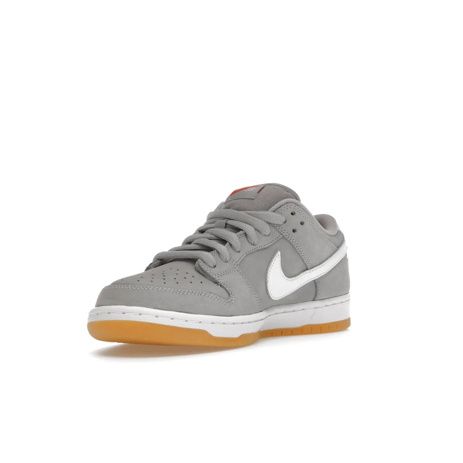 Nike SB Dunk Low Pro ISO Orange Label Wolf Grey Gum - Image 14 - Only at www.BallersClubKickz.com - Introducing Nike's SB Dunk Low Pro ISO Orange Label Wolf Grey Gum - a stylish shoe with a premium Wolf Grey upper, white leather Nike Swoosh, and an eye-catching gum outsole. With special Nike branding and packaging, this shoe adds a unique fashion statement. Out Feb. 24, 2023.