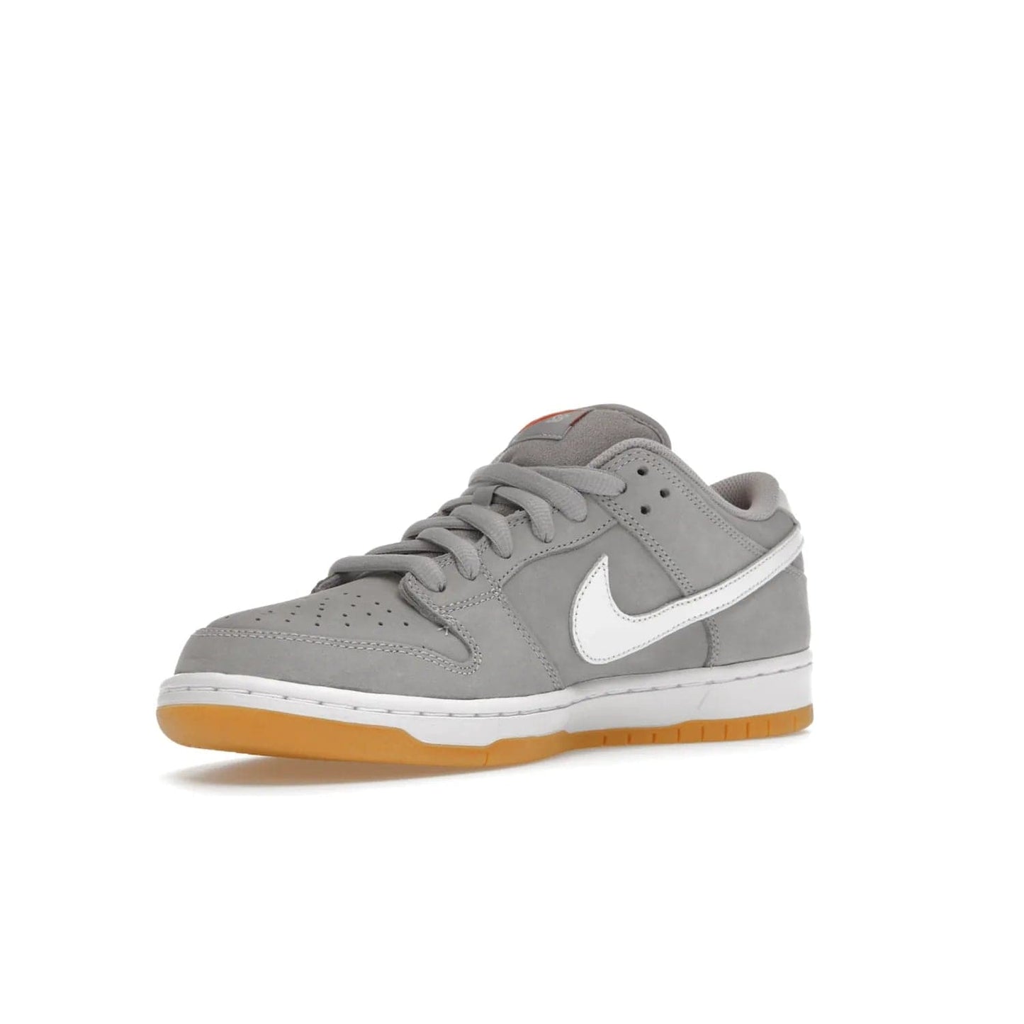 Nike SB Dunk Low Pro ISO Orange Label Wolf Grey Gum - Image 15 - Only at www.BallersClubKickz.com - Introducing Nike's SB Dunk Low Pro ISO Orange Label Wolf Grey Gum - a stylish shoe with a premium Wolf Grey upper, white leather Nike Swoosh, and an eye-catching gum outsole. With special Nike branding and packaging, this shoe adds a unique fashion statement. Out Feb. 24, 2023.