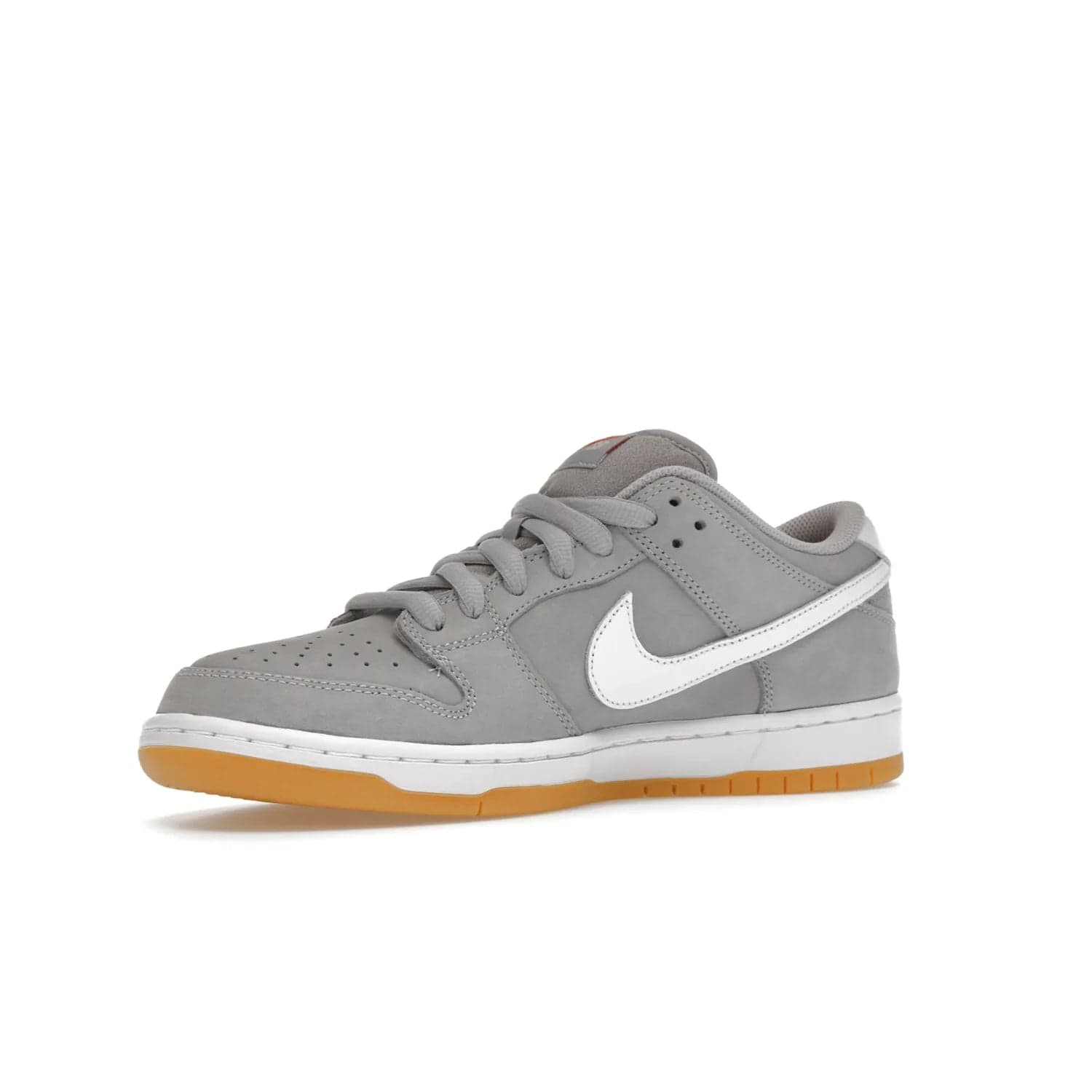 Nike SB Dunk Low Pro ISO Orange Label Wolf Grey Gum - Image 16 - Only at www.BallersClubKickz.com - Introducing Nike's SB Dunk Low Pro ISO Orange Label Wolf Grey Gum - a stylish shoe with a premium Wolf Grey upper, white leather Nike Swoosh, and an eye-catching gum outsole. With special Nike branding and packaging, this shoe adds a unique fashion statement. Out Feb. 24, 2023.
