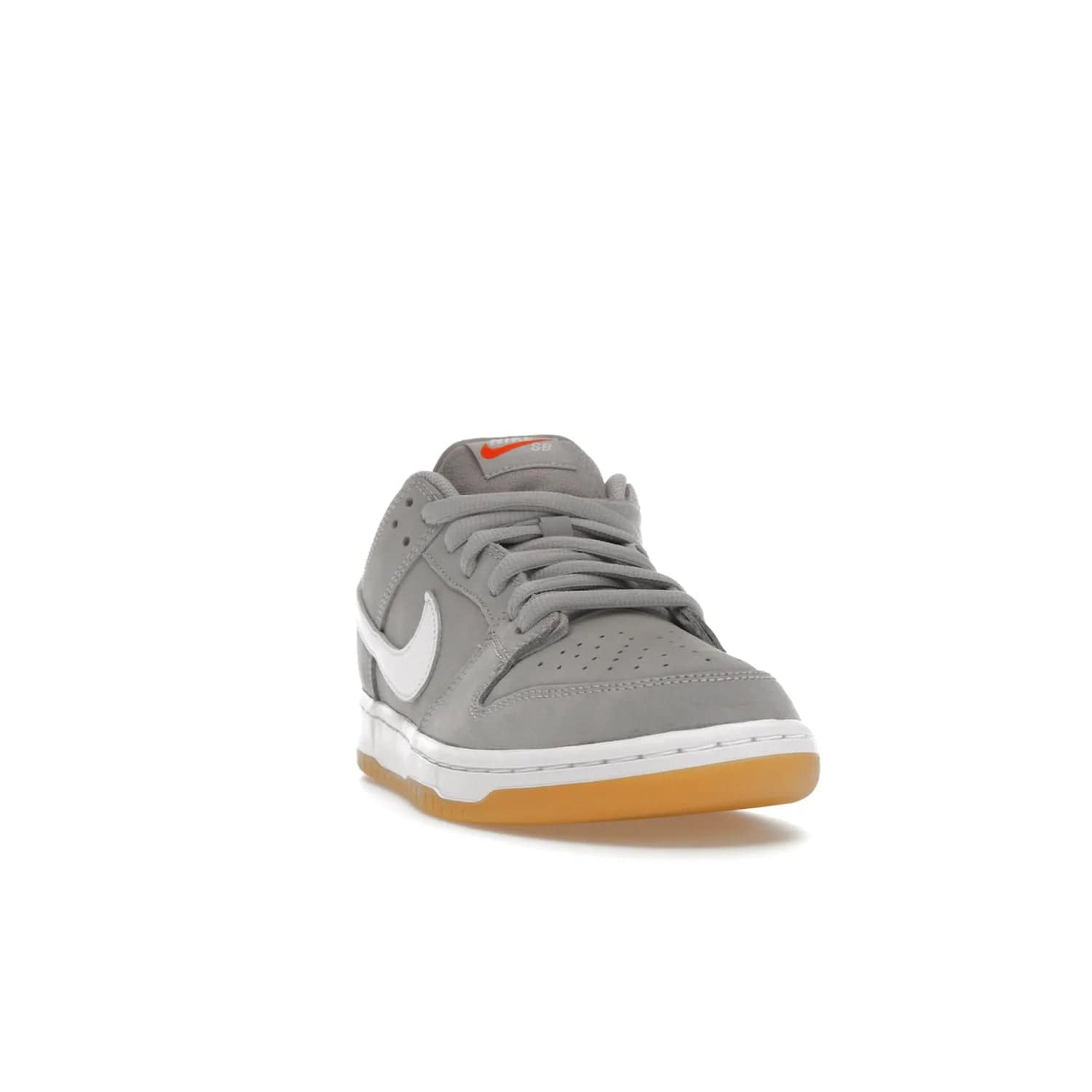 Nike SB Dunk Low Pro ISO Orange Label Wolf Grey Gum - Image 8 - Only at www.BallersClubKickz.com - Introducing Nike's SB Dunk Low Pro ISO Orange Label Wolf Grey Gum - a stylish shoe with a premium Wolf Grey upper, white leather Nike Swoosh, and an eye-catching gum outsole. With special Nike branding and packaging, this shoe adds a unique fashion statement. Out Feb. 24, 2023.