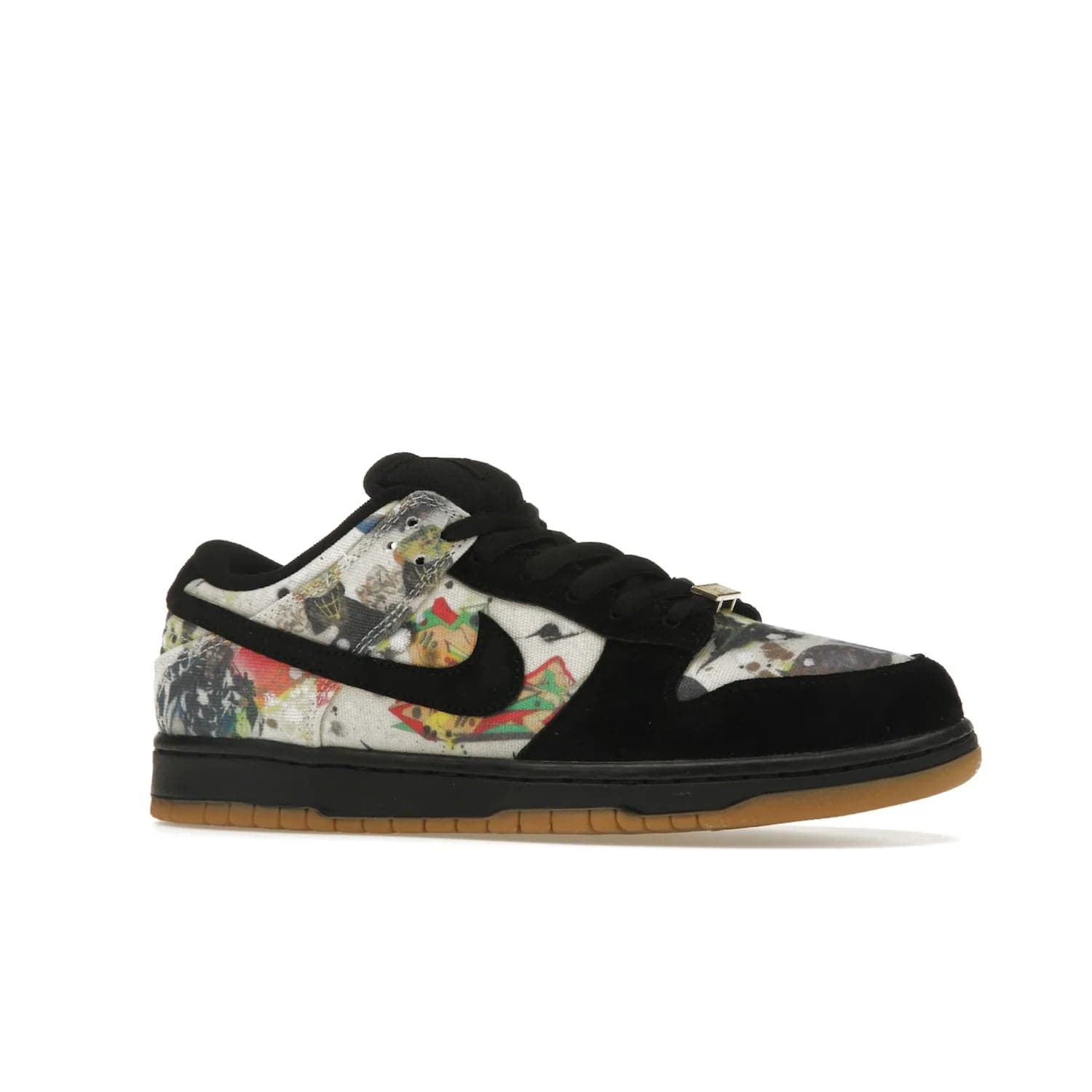 Nike SB Dunk Low Supreme Rammellzee - Image 3 - Only at www.BallersClubKickz.com - Own a piece of art history with the limited edition Nike SB Dunk Low Supreme Rammellzee. Released on August 31, 2023, this sneaker features Rammellzee's iconic graffiti motifs and sold out quickly worldwide. Get this sneaker today and experience the artwork of the late Rammellzee!