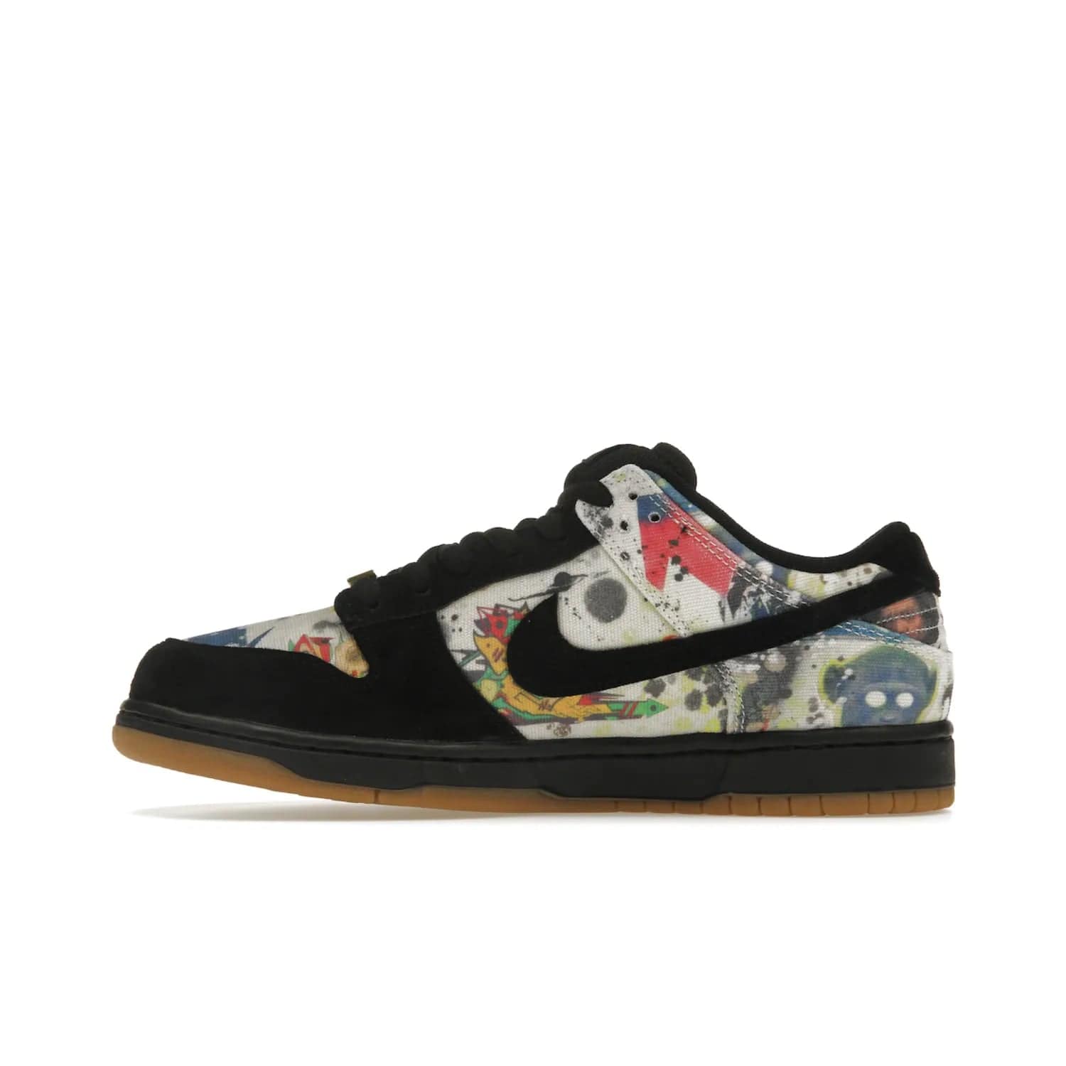 Nike SB Dunk Low Supreme Rammellzee - Image 19 - Only at www.BallersClubKickz.com - Own a piece of art history with the limited edition Nike SB Dunk Low Supreme Rammellzee. Released on August 31, 2023, this sneaker features Rammellzee's iconic graffiti motifs and sold out quickly worldwide. Get this sneaker today and experience the artwork of the late Rammellzee!