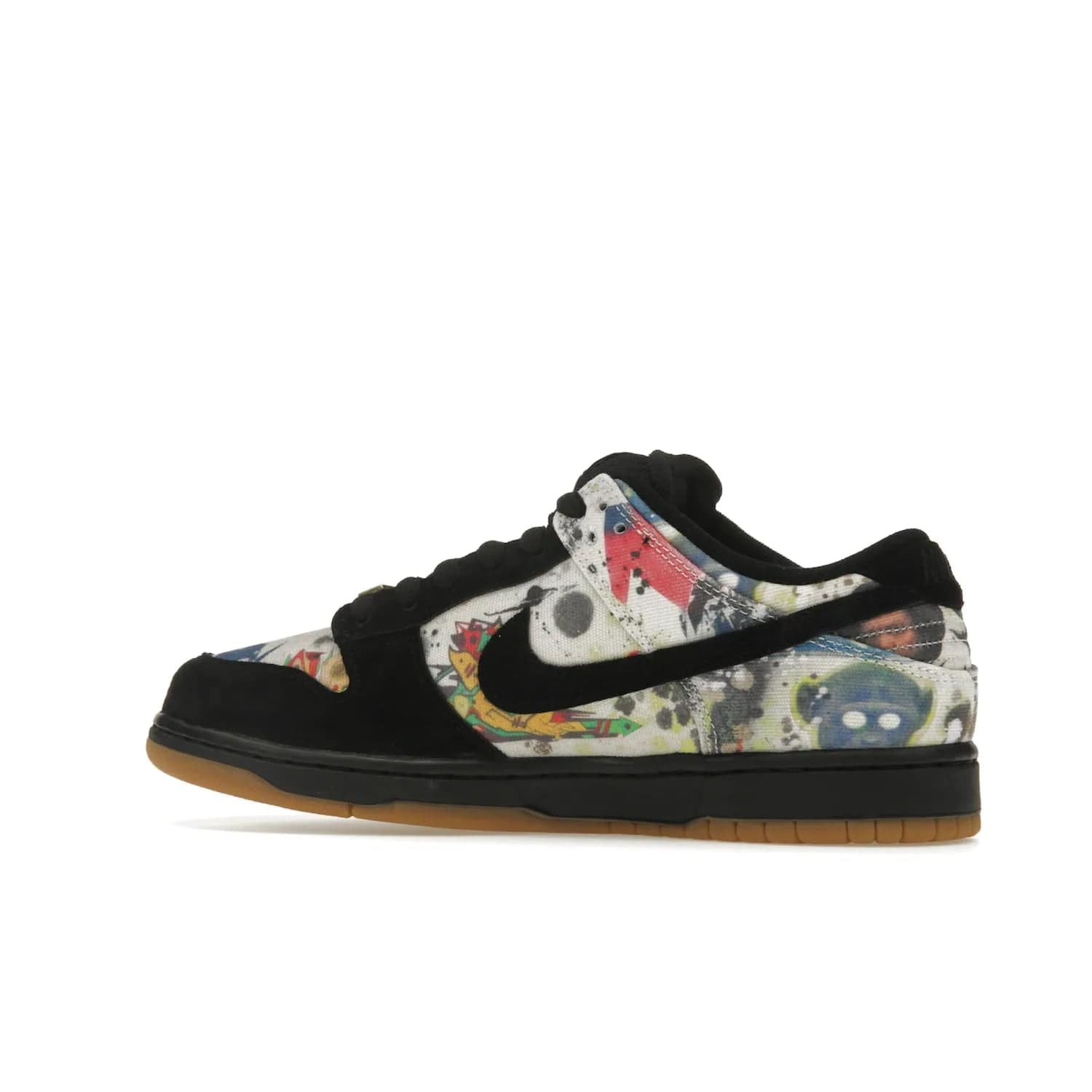 Nike SB Dunk Low Supreme Rammellzee - Image 21 - Only at www.BallersClubKickz.com - Own a piece of art history with the limited edition Nike SB Dunk Low Supreme Rammellzee. Released on August 31, 2023, this sneaker features Rammellzee's iconic graffiti motifs and sold out quickly worldwide. Get this sneaker today and experience the artwork of the late Rammellzee!