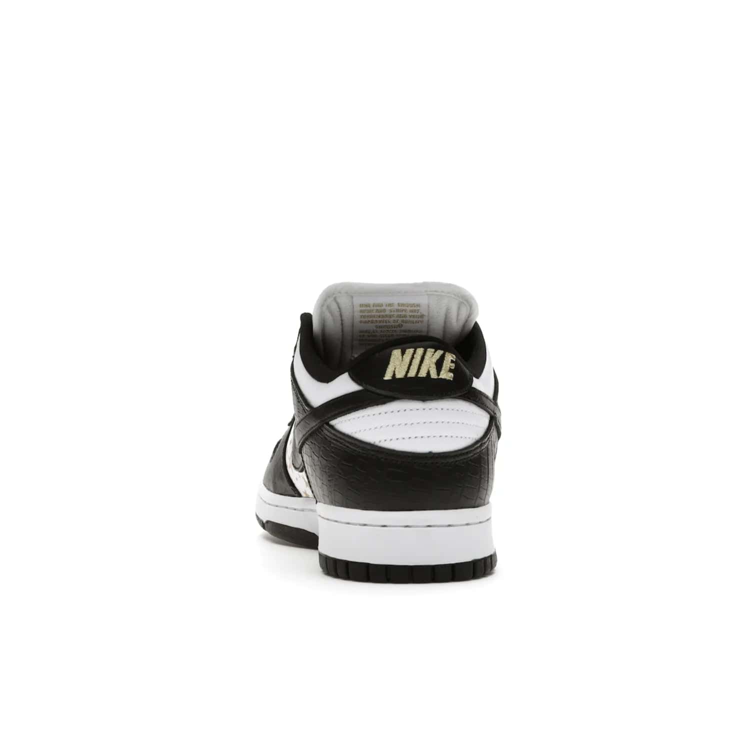 Nike SB Dunk Low Supreme Stars Black (2021) - Image 27 - Only at www.BallersClubKickz.com - Retro style and signature details make the Nike SB Dunk Low Supreme Black a must-have. This special edition shoe features a white leather upper and black croc skin overlays complemented by gold stars and deubré. Enjoy a piece of SB history and grab yours today.