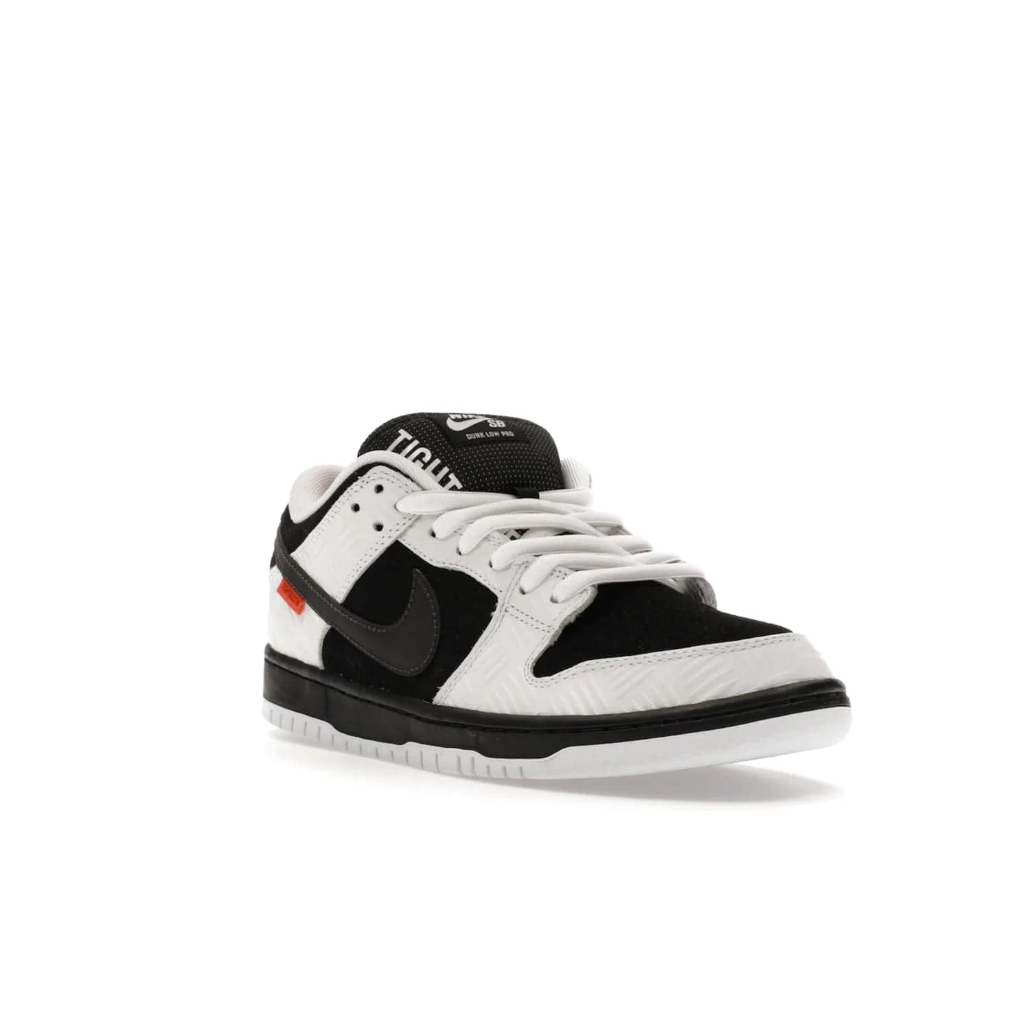 Nike SB Dunk Low TIGHTBOOTH - Image 6 - Only at www.BallersClubKickz.com - Releasing Nov 14, 2023, the TIGHTBOOTH Nike SB Dunk Low celebrates street skating and the urban streets. The White/Black-Safety Orange hue captures the energy and feel of the board and provides superior performance and bold style. Be ready to take on the black of night and make your mark on street culture.