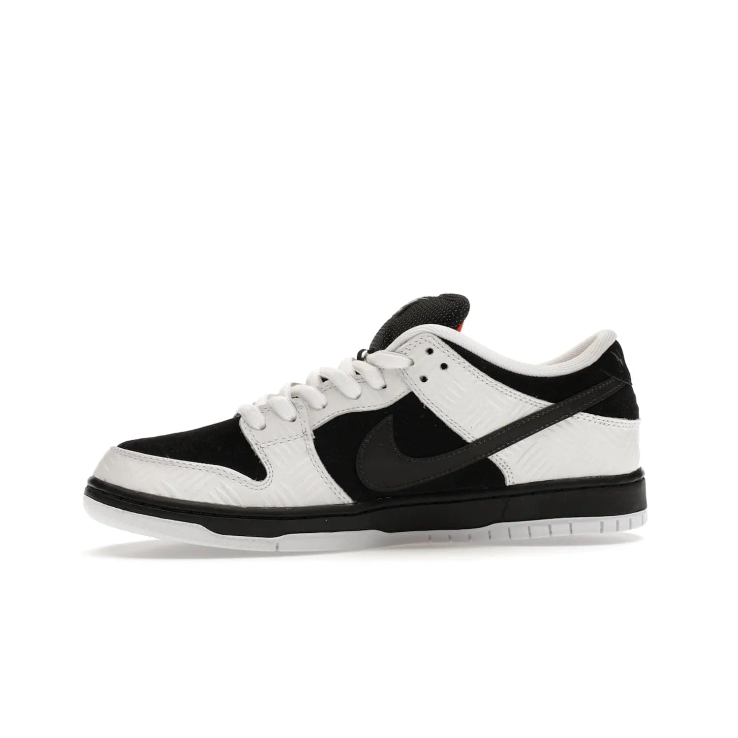 Nike SB Dunk Low TIGHTBOOTH - Image 18 - Only at www.BallersClubKickz.com - Releasing Nov 14, 2023, the TIGHTBOOTH Nike SB Dunk Low celebrates street skating and the urban streets. The White/Black-Safety Orange hue captures the energy and feel of the board and provides superior performance and bold style. Be ready to take on the black of night and make your mark on street culture.
