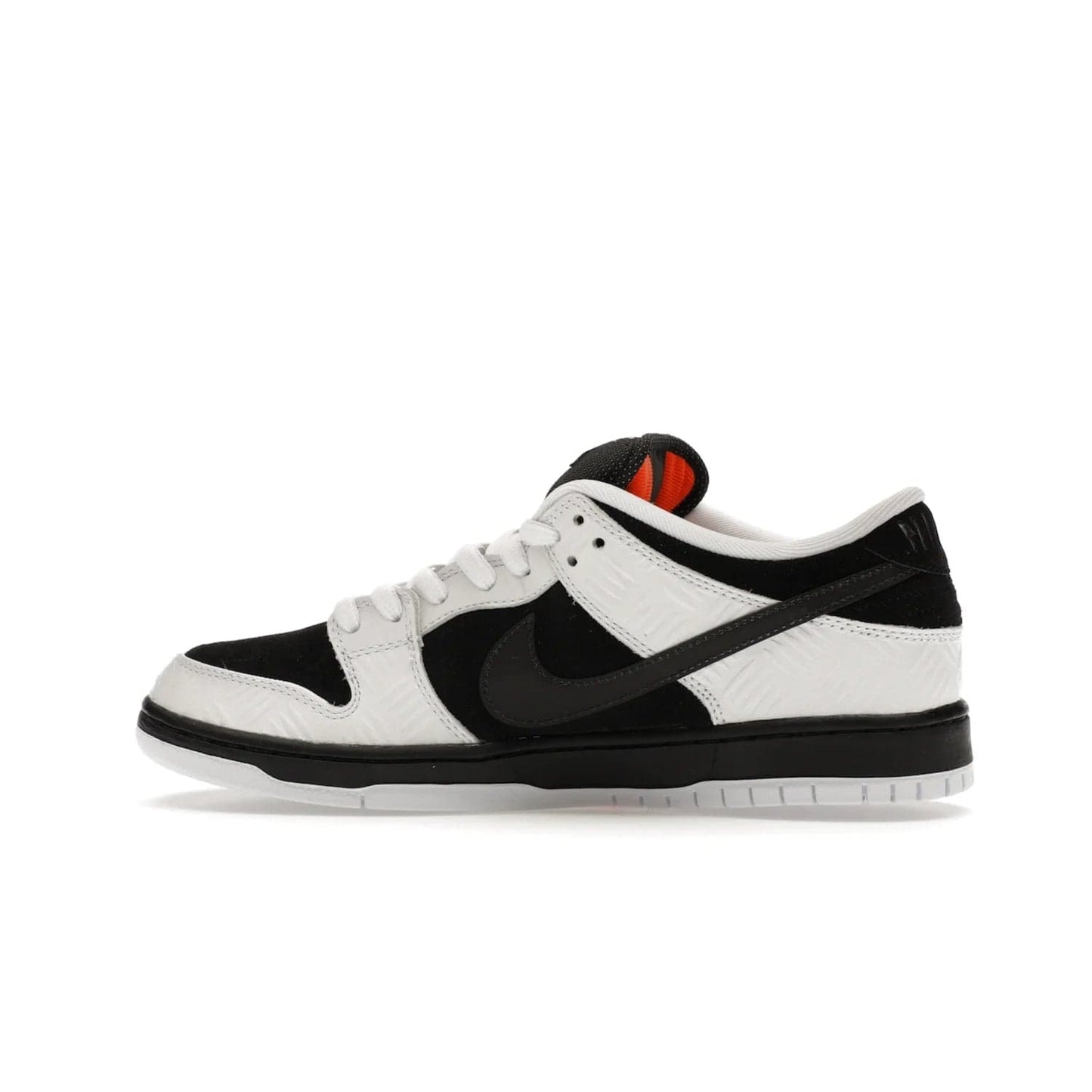 Nike SB Dunk Low TIGHTBOOTH - Image 20 - Only at www.BallersClubKickz.com - Releasing Nov 14, 2023, the TIGHTBOOTH Nike SB Dunk Low celebrates street skating and the urban streets. The White/Black-Safety Orange hue captures the energy and feel of the board and provides superior performance and bold style. Be ready to take on the black of night and make your mark on street culture.