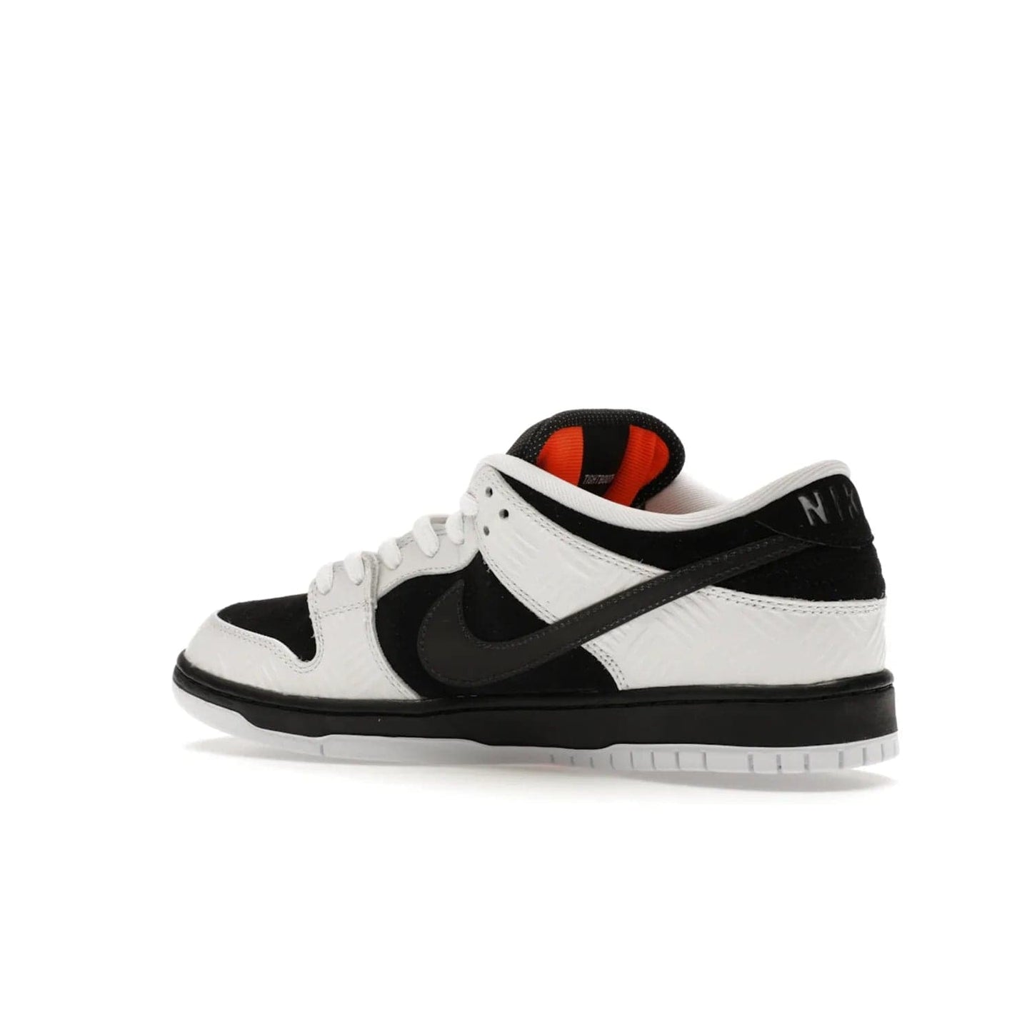 Nike SB Dunk Low TIGHTBOOTH - Image 22 - Only at www.BallersClubKickz.com - Releasing Nov 14, 2023, the TIGHTBOOTH Nike SB Dunk Low celebrates street skating and the urban streets. The White/Black-Safety Orange hue captures the energy and feel of the board and provides superior performance and bold style. Be ready to take on the black of night and make your mark on street culture.