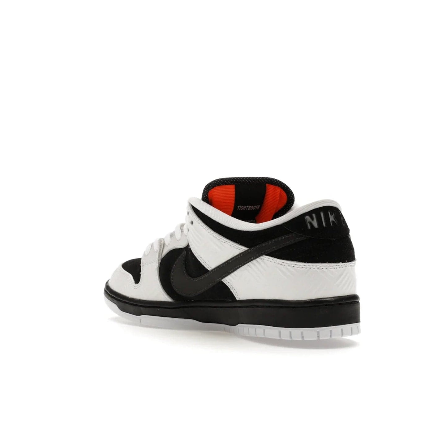 Nike SB Dunk Low TIGHTBOOTH - Image 24 - Only at www.BallersClubKickz.com - Releasing Nov 14, 2023, the TIGHTBOOTH Nike SB Dunk Low celebrates street skating and the urban streets. The White/Black-Safety Orange hue captures the energy and feel of the board and provides superior performance and bold style. Be ready to take on the black of night and make your mark on street culture.