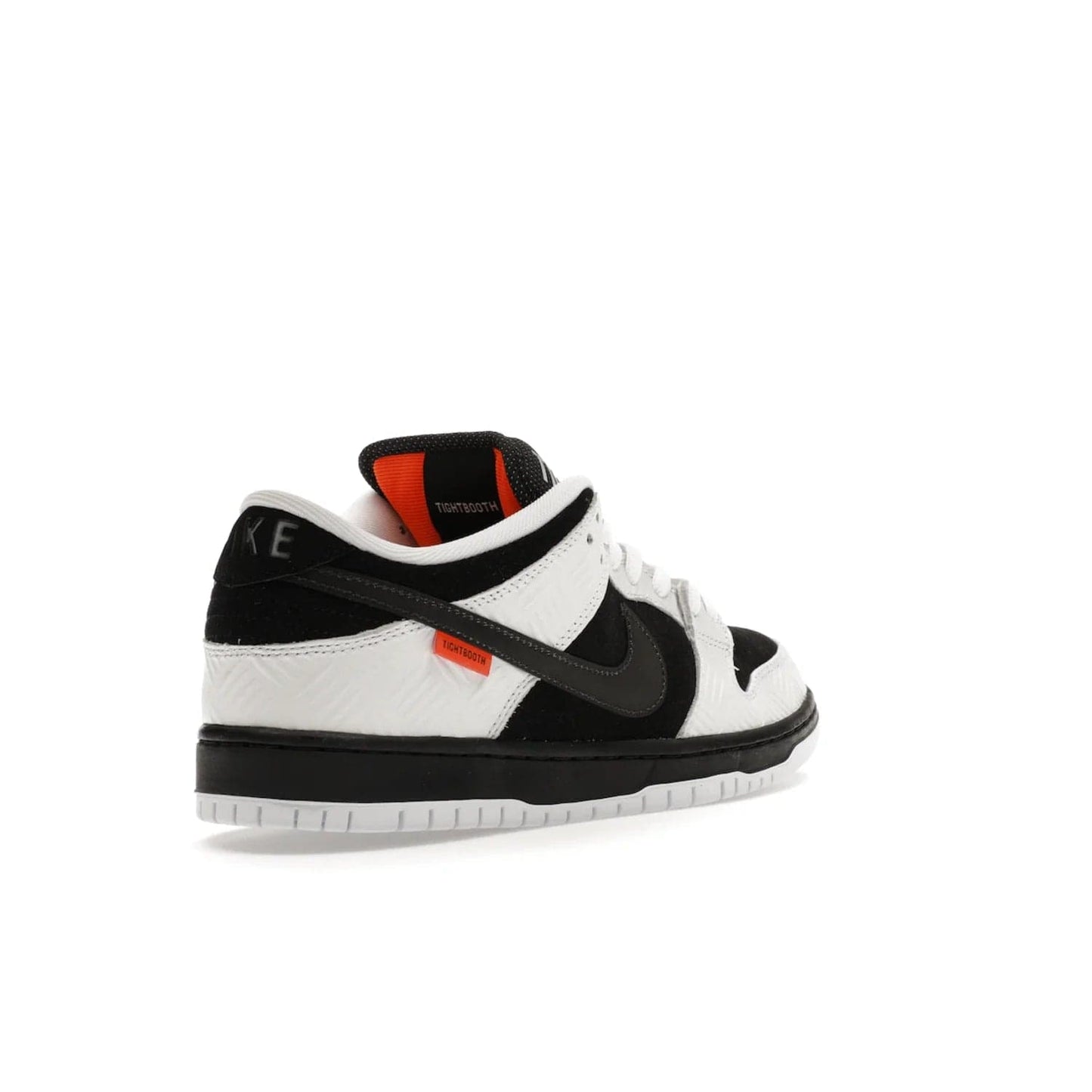 Nike SB Dunk Low TIGHTBOOTH - Image 32 - Only at www.BallersClubKickz.com - Releasing Nov 14, 2023, the TIGHTBOOTH Nike SB Dunk Low celebrates street skating and the urban streets. The White/Black-Safety Orange hue captures the energy and feel of the board and provides superior performance and bold style. Be ready to take on the black of night and make your mark on street culture.