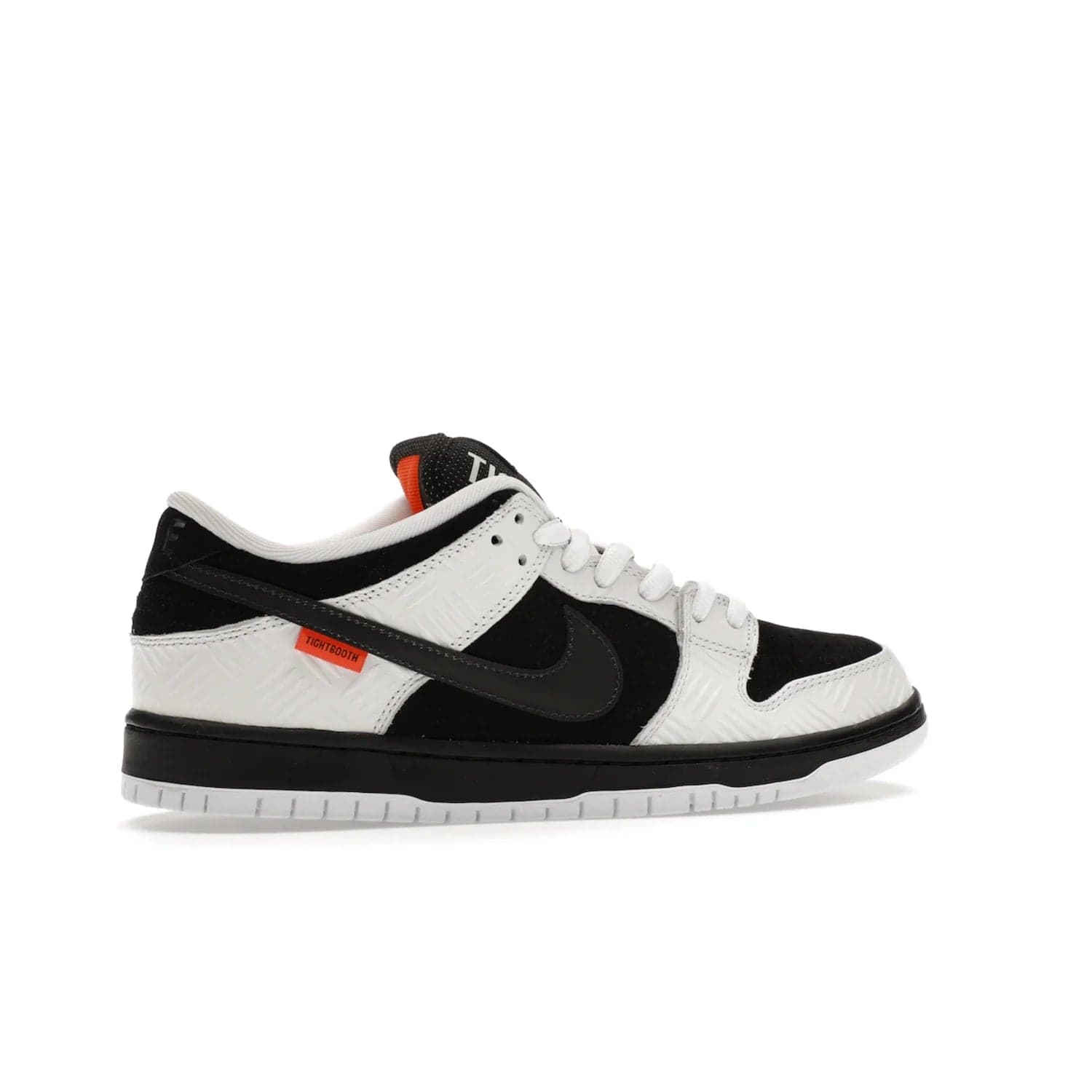 Nike SB Dunk Low TIGHTBOOTH - Image 35 - Only at www.BallersClubKickz.com - Releasing Nov 14, 2023, the TIGHTBOOTH Nike SB Dunk Low celebrates street skating and the urban streets. The White/Black-Safety Orange hue captures the energy and feel of the board and provides superior performance and bold style. Be ready to take on the black of night and make your mark on street culture.