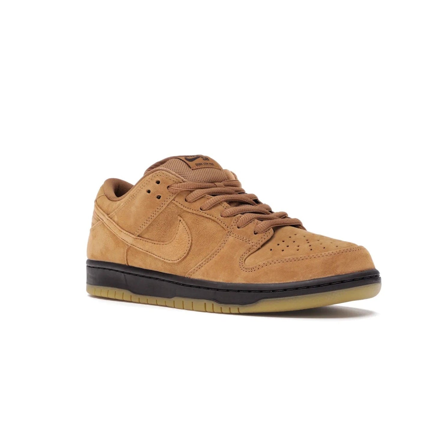 Nike SB Dunk Low Wheat (2021/2023) - Image 5 - Only at www.BallersClubKickz.com - The Nike SB Dunk Low Wheat (2021/2023)has a sleek silhouette and wheat suede upper. Tan tones for lining, mesh tongues, and laces. Iconic color palette midsole, perforated boxing toe. Brown branding on tongue and heel. Gum rubber outsole with partitioned pattern for traction. Eschewed in Feb 2021 for $110.