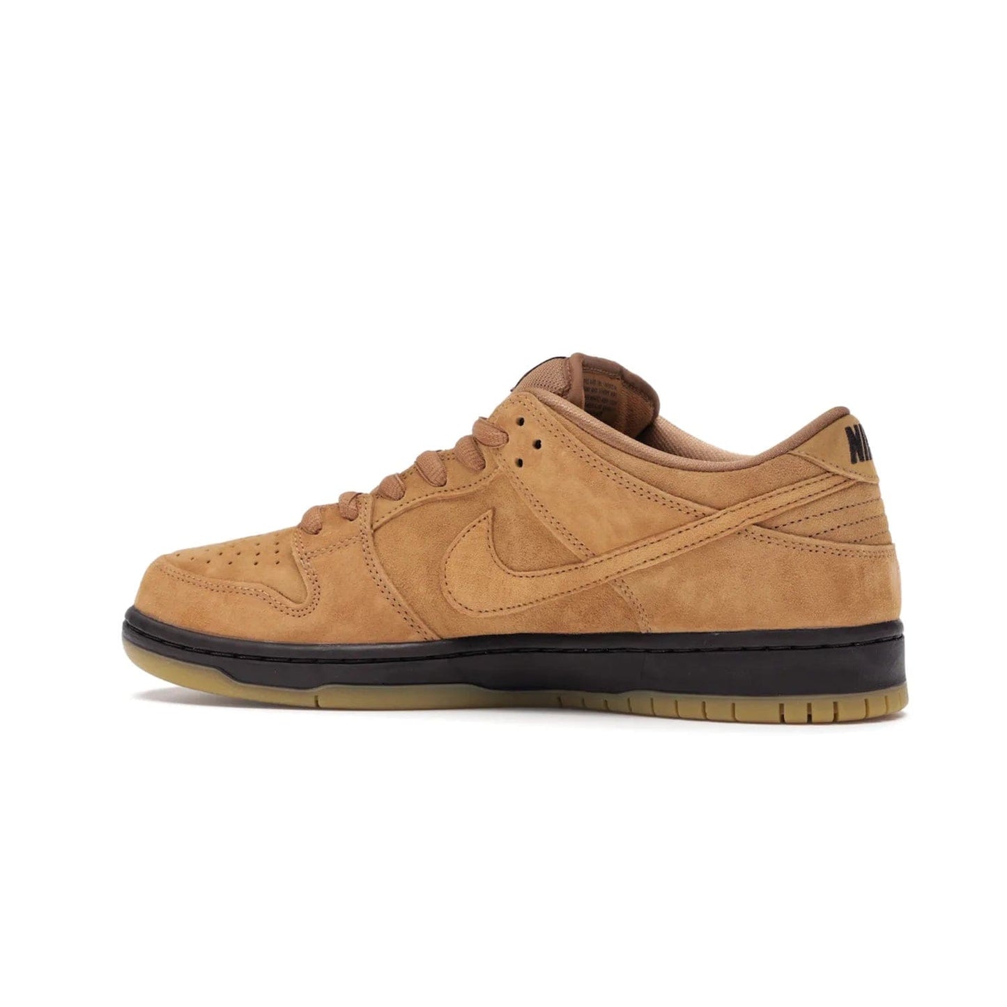 Nike SB Dunk Low Wheat (2021/2023) - Image 21 - Only at www.BallersClubKickz.com - The Nike SB Dunk Low Wheat (2021/2023)has a sleek silhouette and wheat suede upper. Tan tones for lining, mesh tongues, and laces. Iconic color palette midsole, perforated boxing toe. Brown branding on tongue and heel. Gum rubber outsole with partitioned pattern for traction. Eschewed in Feb 2021 for $110.