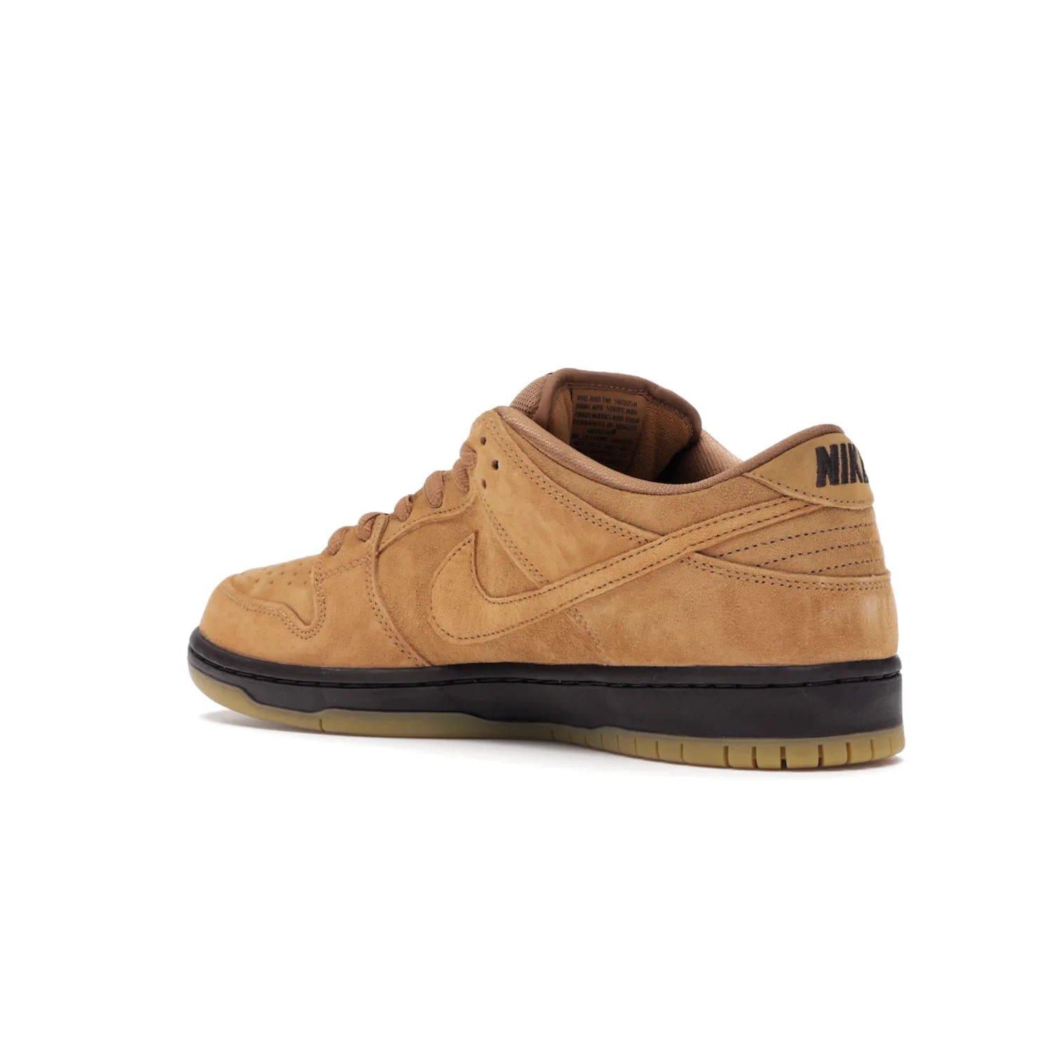 Nike SB Dunk Low Wheat (2021/2023) - Image 23 - Only at www.BallersClubKickz.com - The Nike SB Dunk Low Wheat (2021/2023)has a sleek silhouette and wheat suede upper. Tan tones for lining, mesh tongues, and laces. Iconic color palette midsole, perforated boxing toe. Brown branding on tongue and heel. Gum rubber outsole with partitioned pattern for traction. Eschewed in Feb 2021 for $110.
