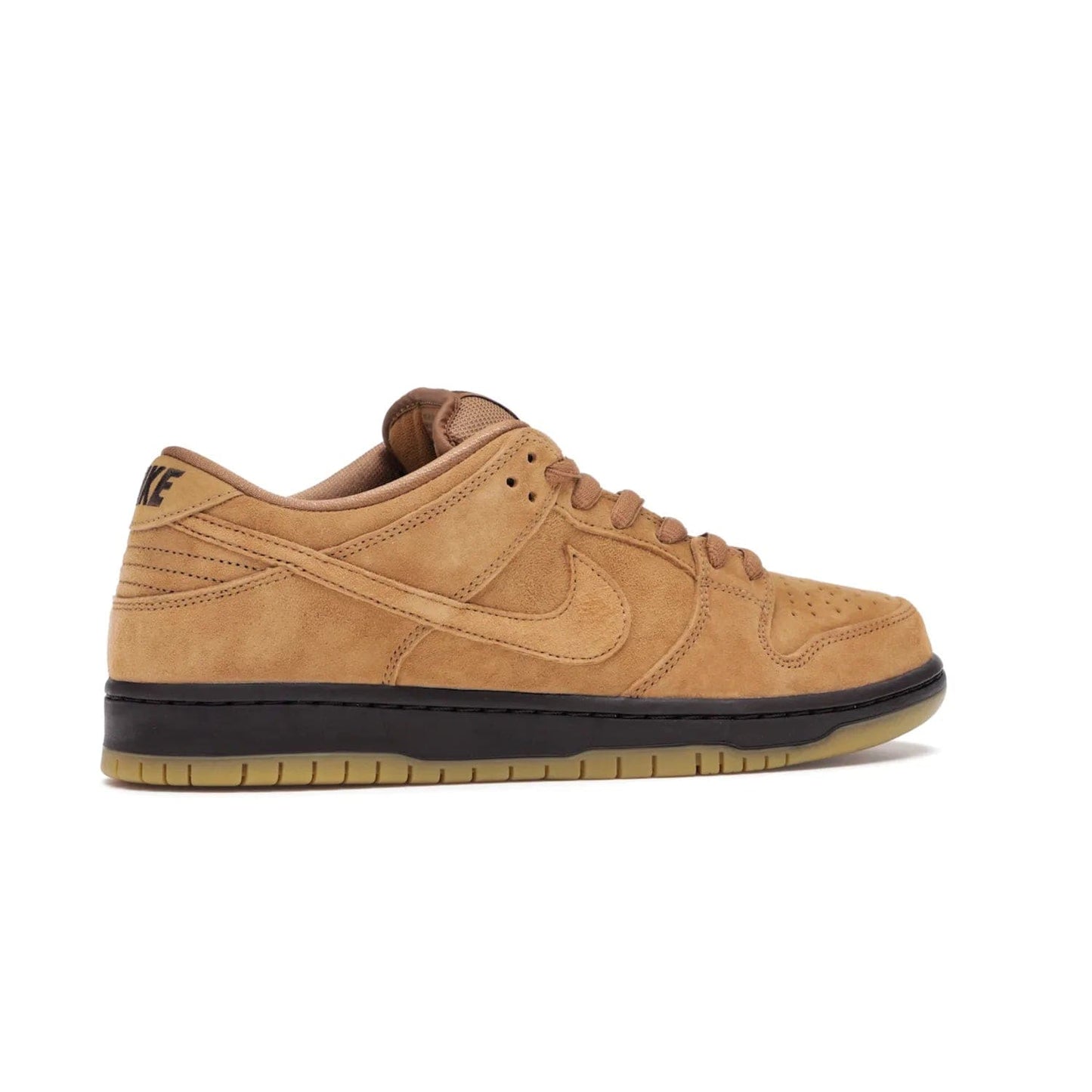 Nike SB Dunk Low Wheat (2021/2023) - Image 35 - Only at www.BallersClubKickz.com - The Nike SB Dunk Low Wheat (2021/2023)has a sleek silhouette and wheat suede upper. Tan tones for lining, mesh tongues, and laces. Iconic color palette midsole, perforated boxing toe. Brown branding on tongue and heel. Gum rubber outsole with partitioned pattern for traction. Eschewed in Feb 2021 for $110.
