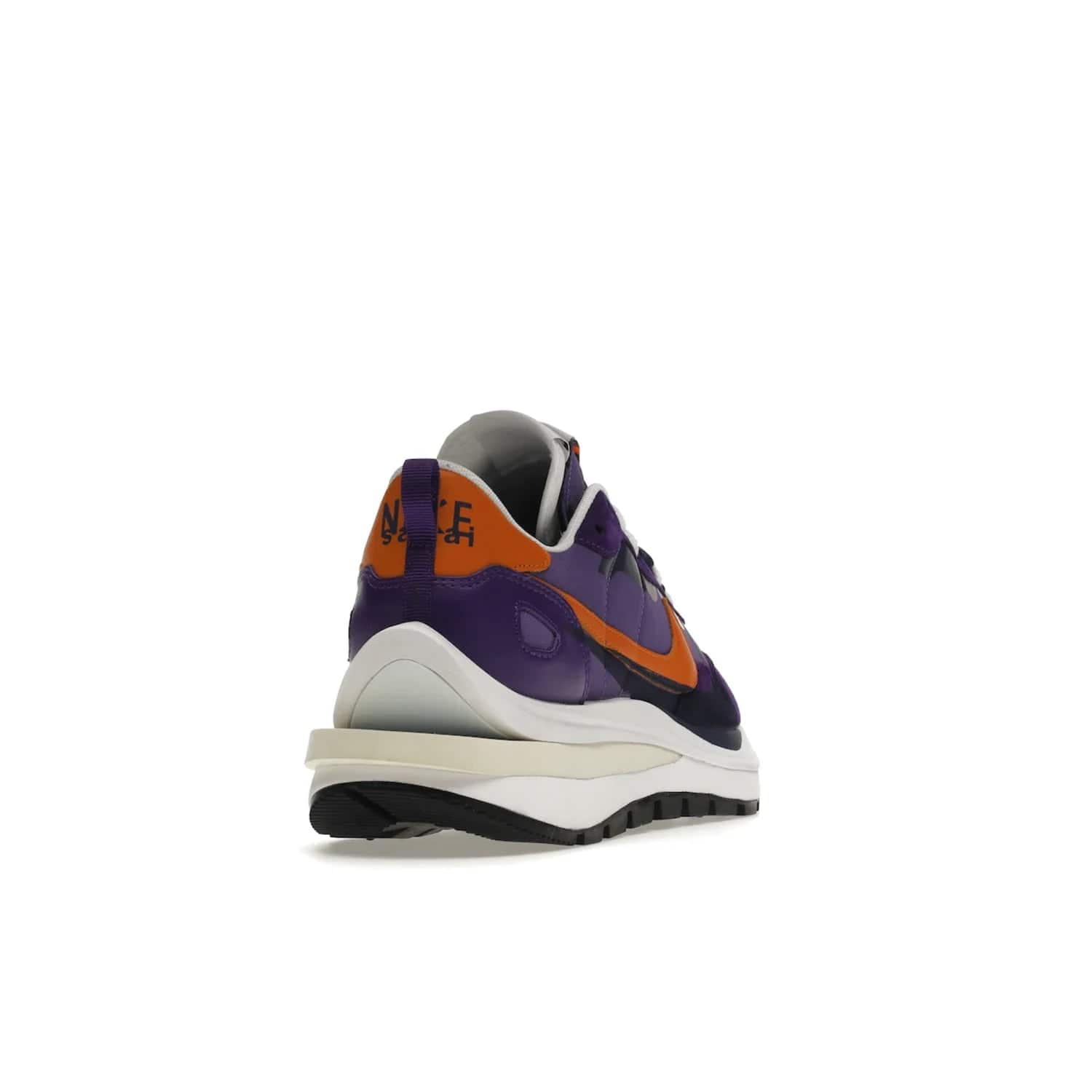 Nike Vaporwaffle sacai Dark Iris - Image 30 - Only at www.BallersClubKickz.com - Unique Nike Vaporwaffle sacai Dark Iris collab. Suede, leather & textile upper with Orange accents. Dual tongues & midsoles. Woven labels & heel tabs branding. Colorway of Purple, Orange, White & Black. Must-have for any wardrobe.