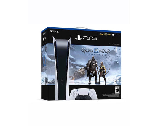 Sony PlayStation 5 PS5 Digital Edition God of War Ragnarok Bundle US Plug - Only at www.BallersClubKickz.com - This Sony PlayStation 5 PS5 Digital Edition 'God of War Ragnarok Bundle' US Plug features a wireless controller, a high-quality USB charging cable, and God of War Ragnarok video game. It also features a lengthy HDMI® cable, a sturdy AC power cord, and a variety of printed materials from the game.