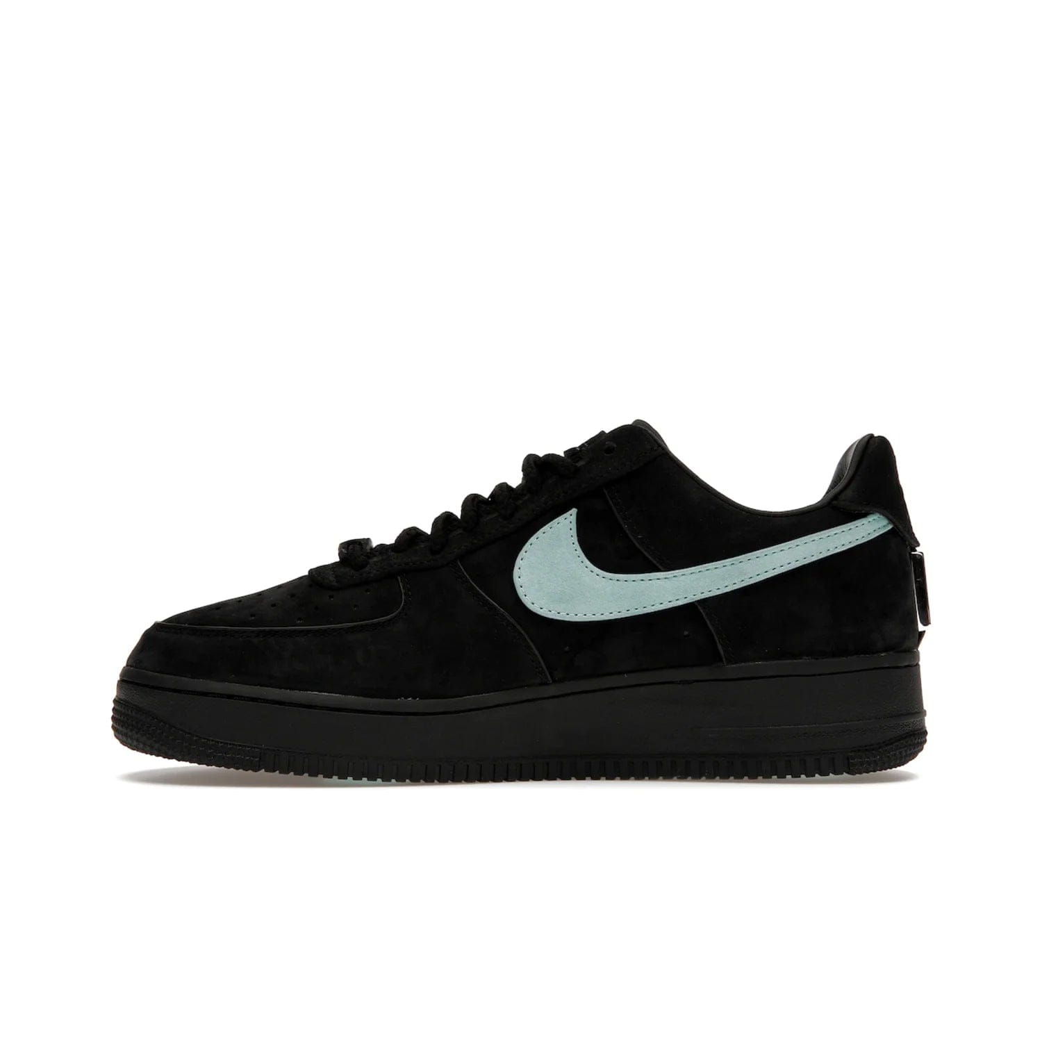 Nike Air Force 1 Low Tiffany & Co. 1837 - Image 19 - Only at www.BallersClubKickz.com - Nike & Tiffany & Co. collaborate on an exclusive sterling silver sneaker, the Air Force 1 Low Tiffany & Co. 1837. Featuring a suede uppr, Tiffany Blue Swoosh and "Tiffany" cursive branding, this pair of AF1s offers an opulent fusion of athleisure and luxury fashion. Release date March 2023.