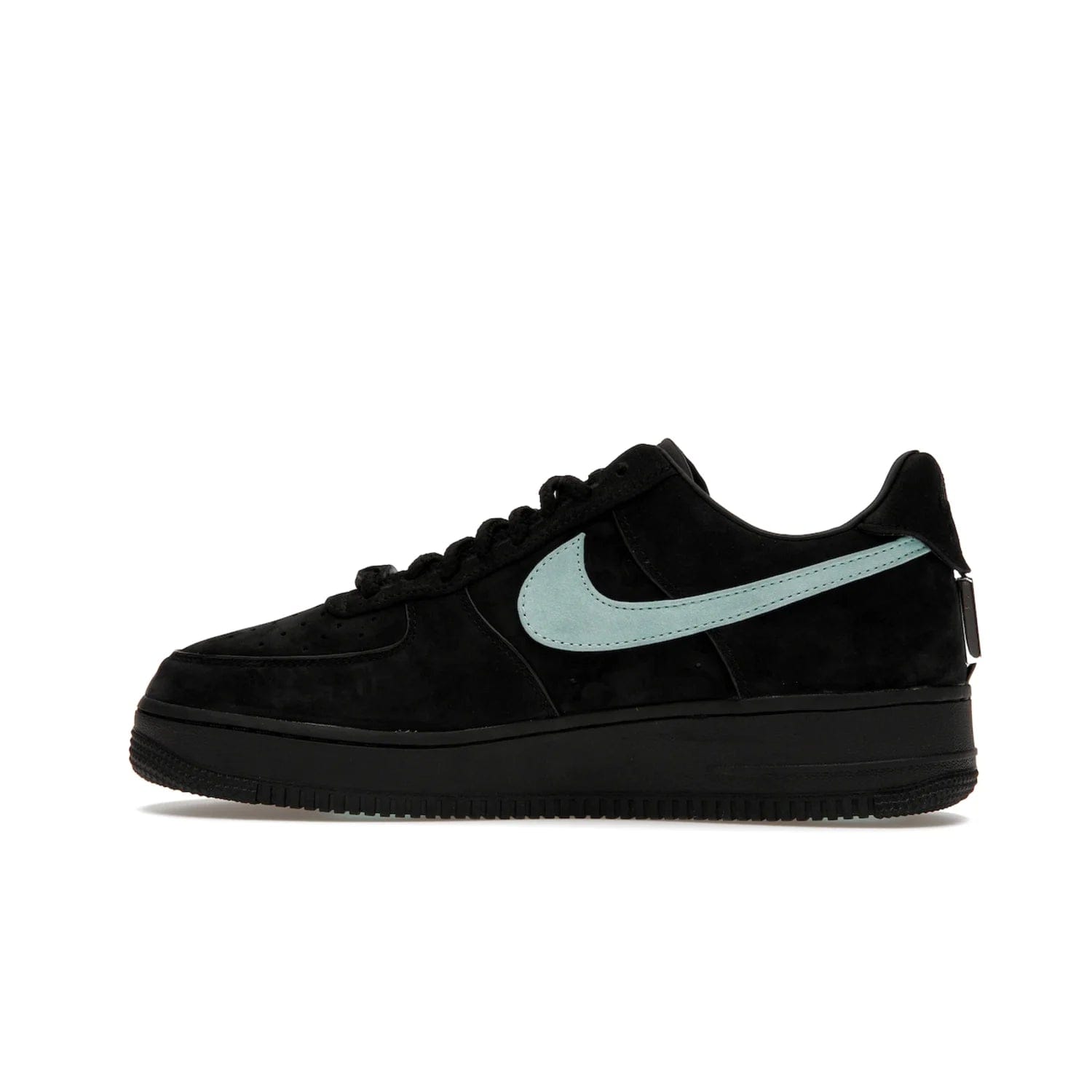 Nike Air Force 1 Low Tiffany & Co. 1837 - Image 20 - Only at www.BallersClubKickz.com - Nike & Tiffany & Co. collaborate on an exclusive sterling silver sneaker, the Air Force 1 Low Tiffany & Co. 1837. Featuring a suede uppr, Tiffany Blue Swoosh and "Tiffany" cursive branding, this pair of AF1s offers an opulent fusion of athleisure and luxury fashion. Release date March 2023.