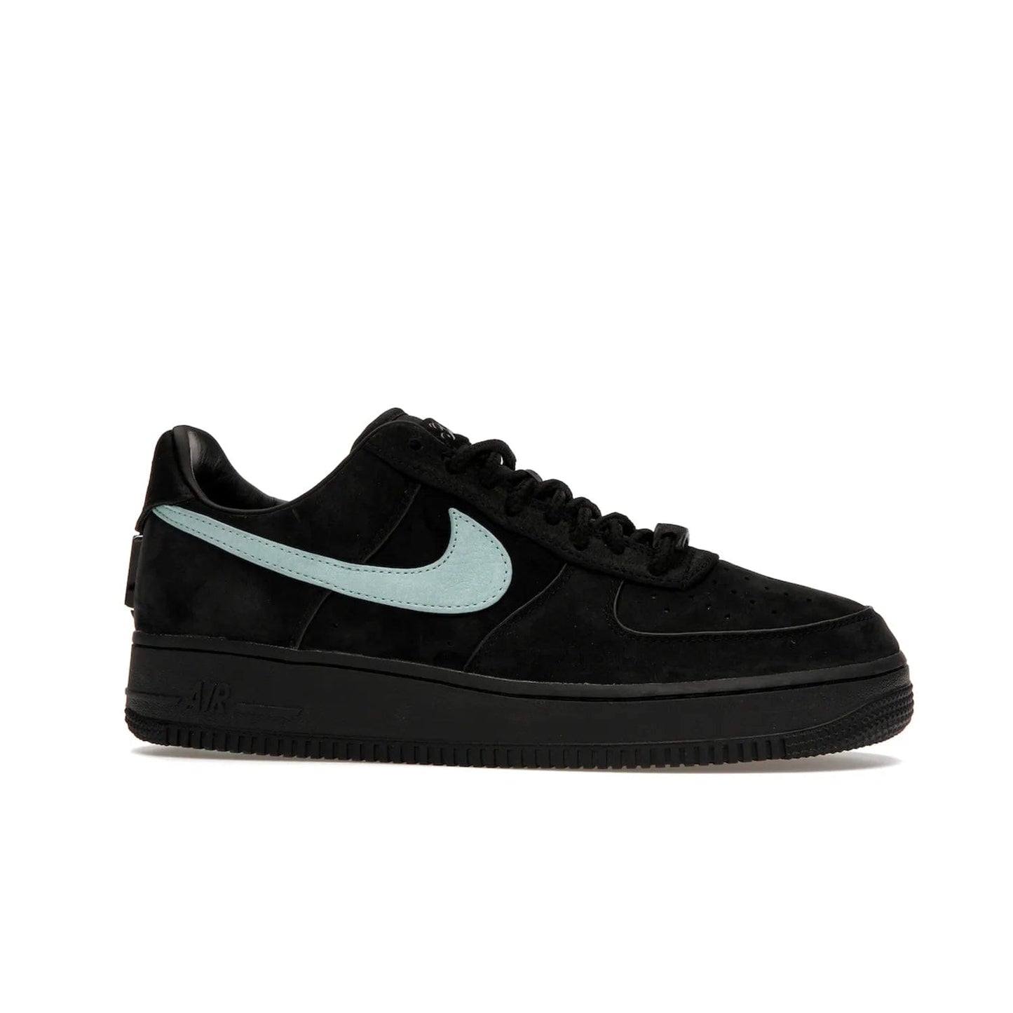 Nike Air Force 1 Low Tiffany & Co. 1837 - Image 2 - Only at www.BallersClubKickz.com - Nike & Tiffany & Co. collaborate on an exclusive sterling silver sneaker, the Air Force 1 Low Tiffany & Co. 1837. Featuring a suede uppr, Tiffany Blue Swoosh and "Tiffany" cursive branding, this pair of AF1s offers an opulent fusion of athleisure and luxury fashion. Release date March 2023.