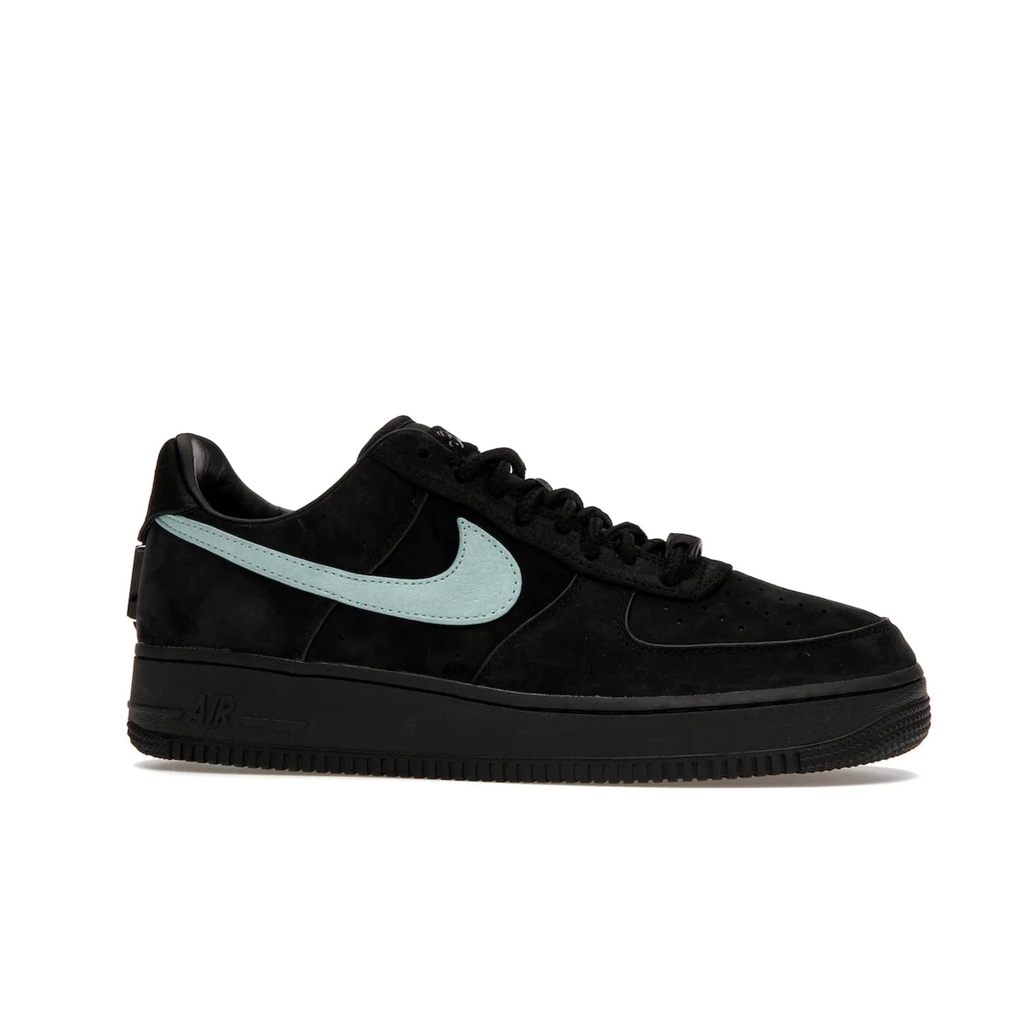 Nike Air Force 1 Low Tiffany & Co. 1837 - Image 2 - Only at www.BallersClubKickz.com - Nike & Tiffany & Co. collaborate on an exclusive sterling silver sneaker, the Air Force 1 Low Tiffany & Co. 1837. Featuring a suede uppr, Tiffany Blue Swoosh and "Tiffany" cursive branding, this pair of AF1s offers an opulent fusion of athleisure and luxury fashion. Release date March 2023.